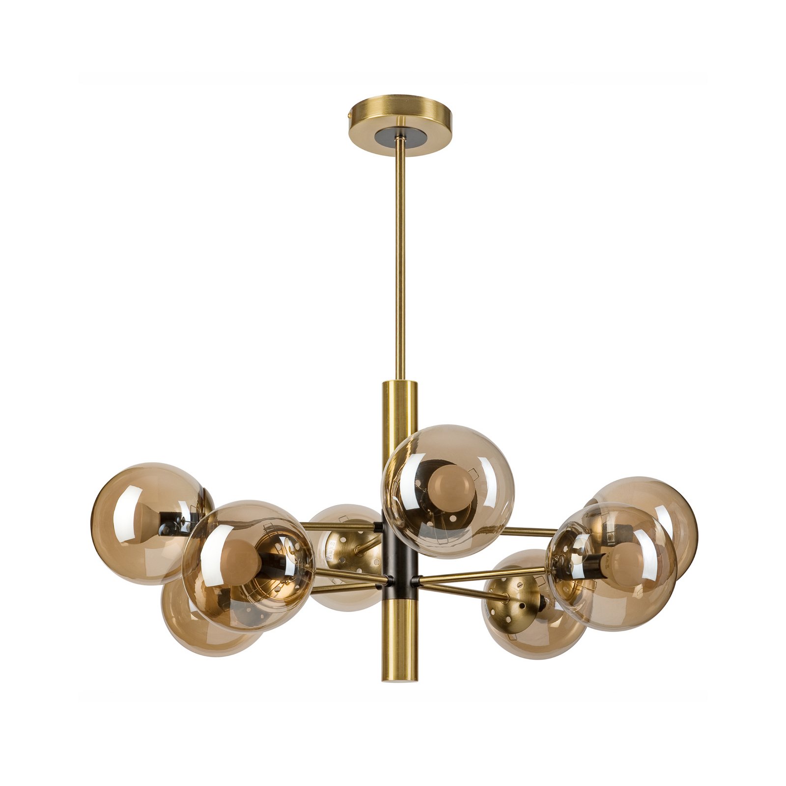 Natalia ceiling lamp, gold-coloured, Ø 68 cm, glass, 8-bulb, E14