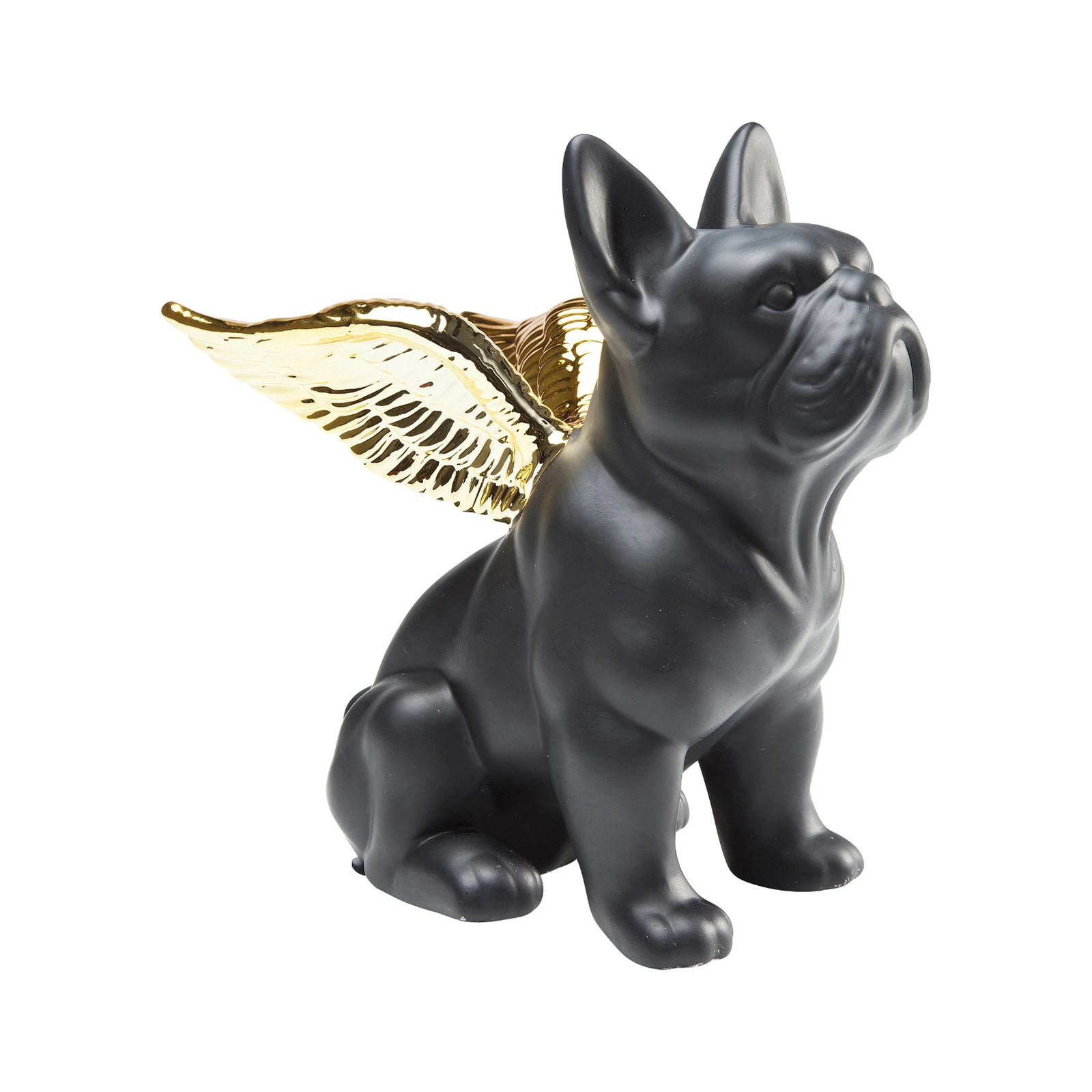 KARE decorative figurine Sitting Angel Dog, black/gold, stoneware