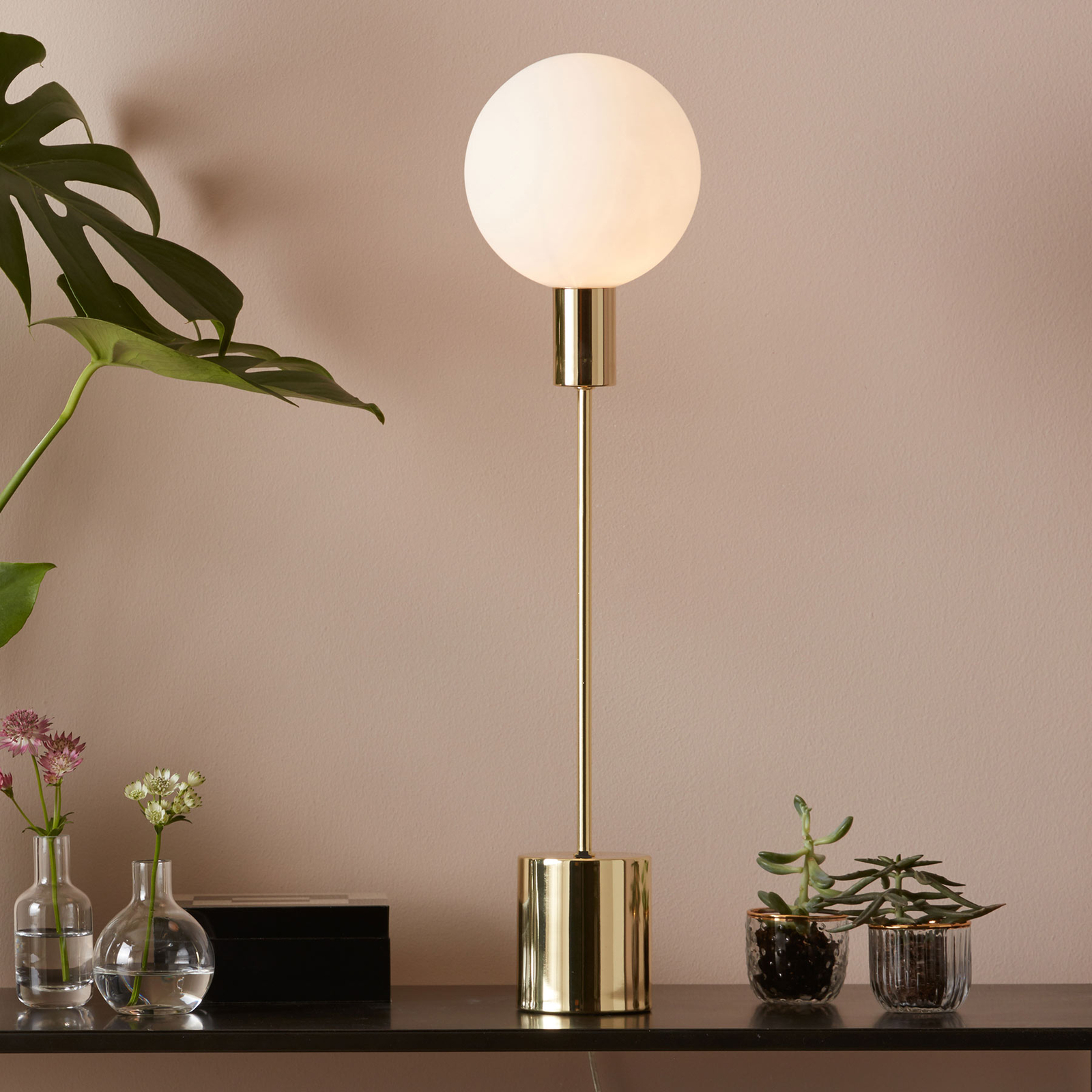 Markslöjd Uno table lamp, gold, for Living / Dining Room, metal, glass, G9, 20 W, energy efficiency: A++, H: 60 cm