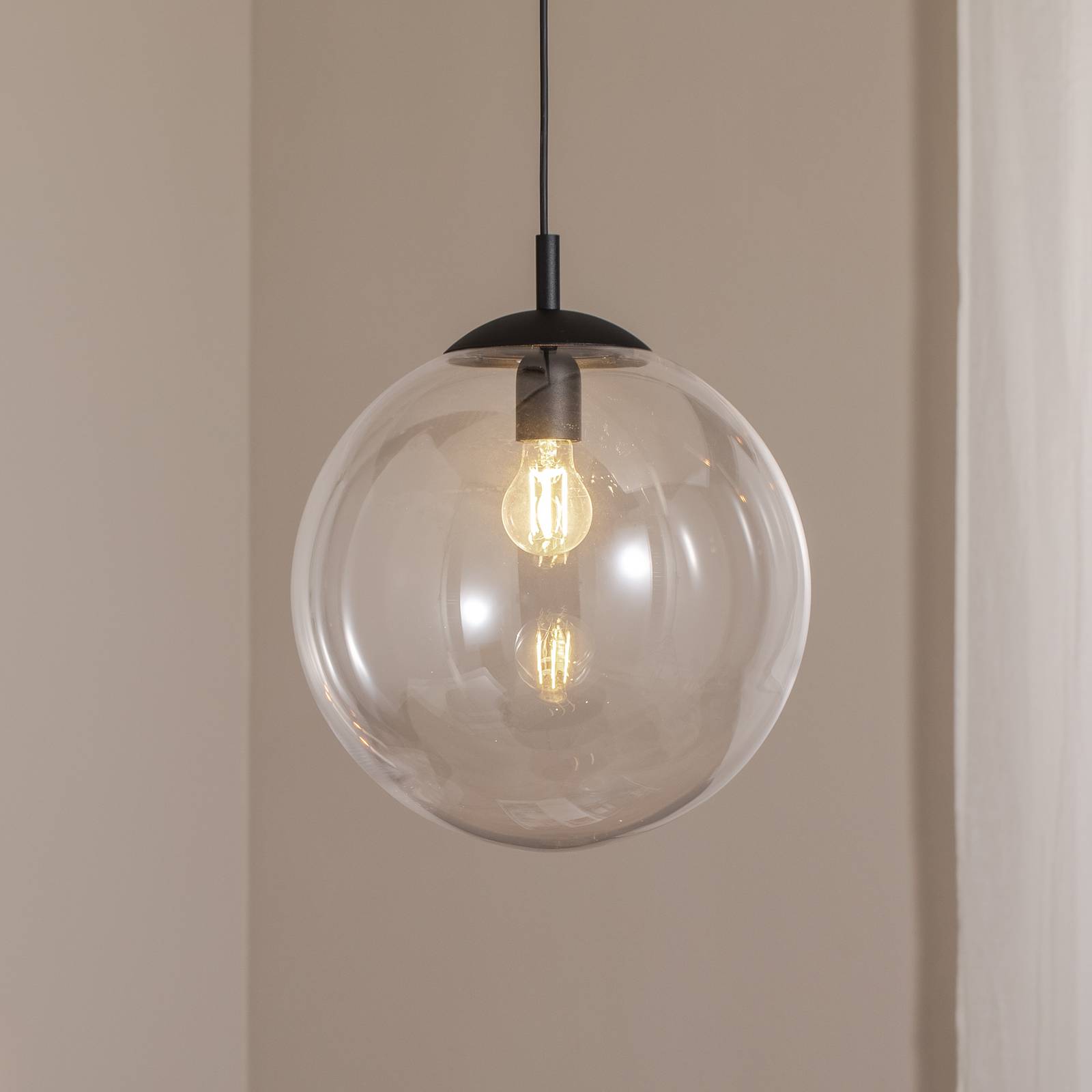 Hängeleuchte Esme, Ø 35 cm, transparent, Glas, Kugel, E27 günstig online kaufen
