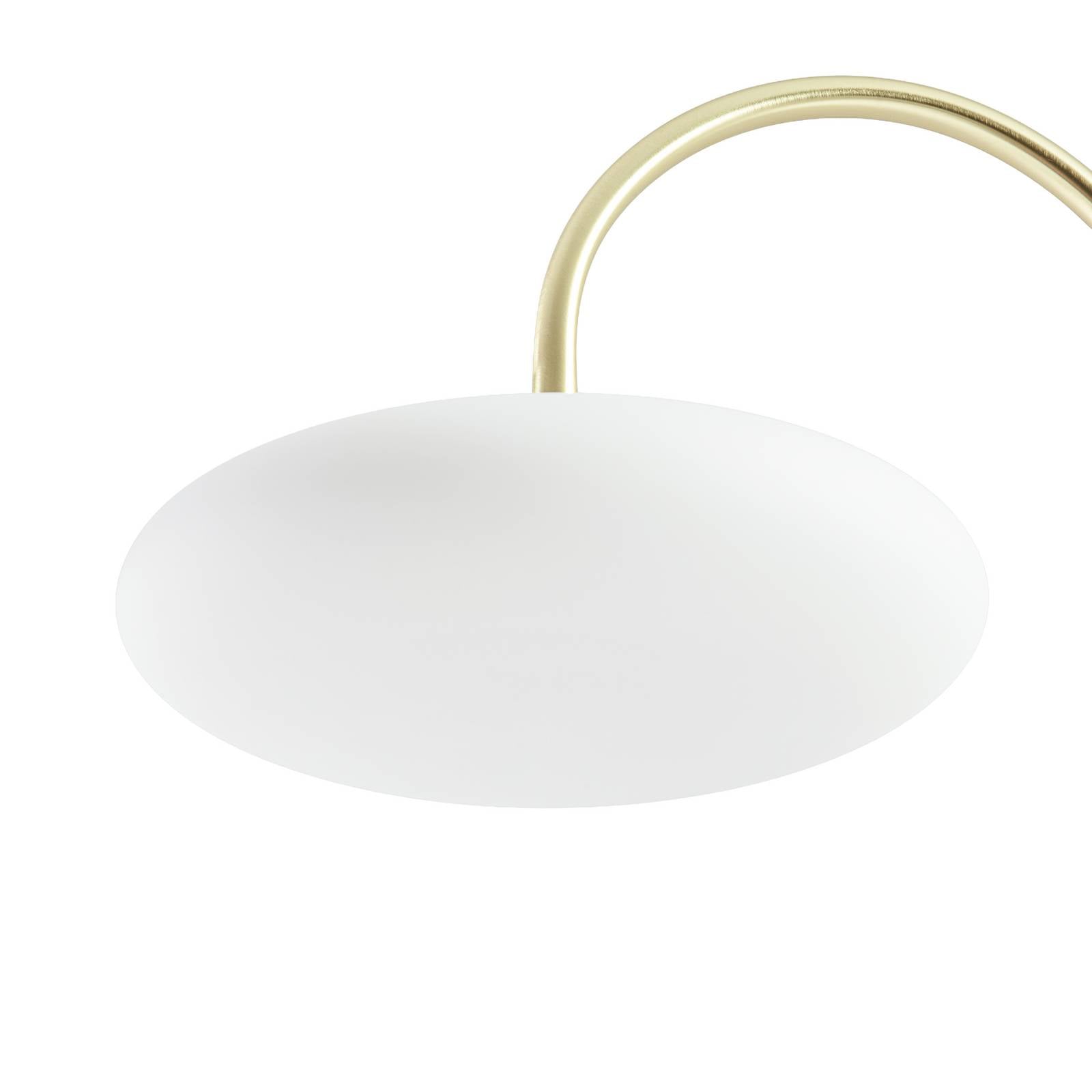 Lampa stojąca LED Lucande Tenebra, 150 cm, mosiądz/biały, szkło