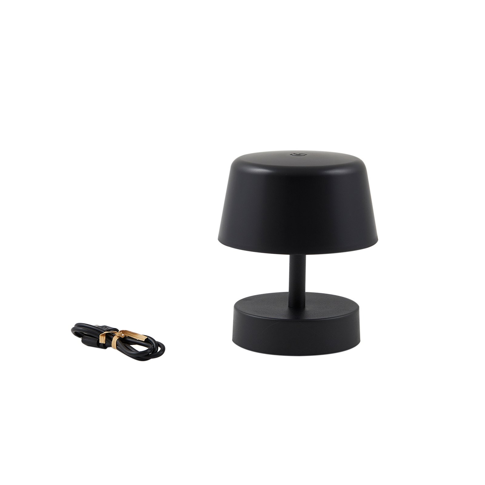 Lindby Lampada da tavolo LED Nalani, Ø 11,3 cm, IP44, nero