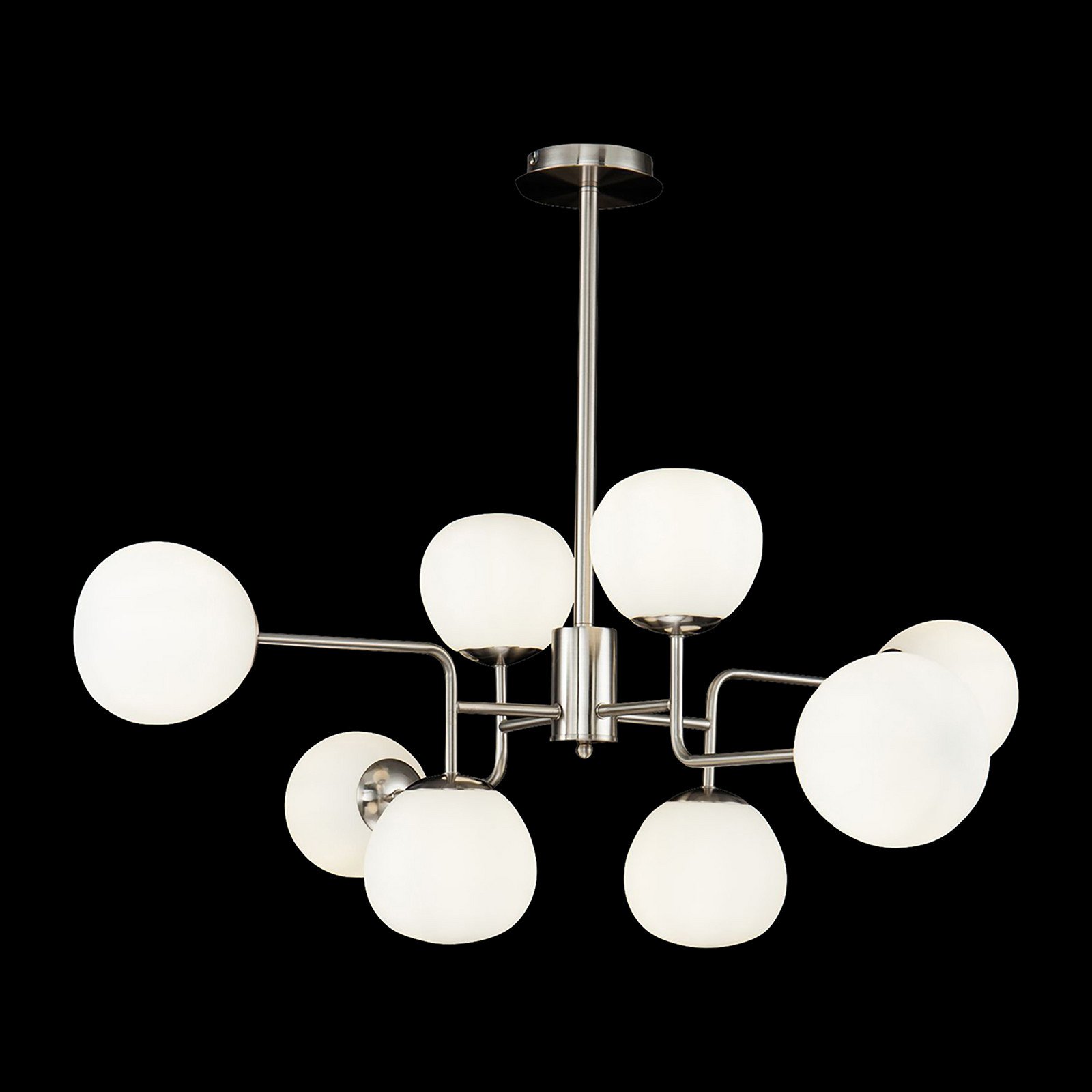 Lampă suspendată Maytoni Erich culoare nichel sticlă/metal 8 becuri. - Camera de zi / sufragerie - modern - nichel alb