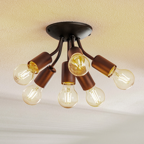 Fassungs-plafondlamp Go, 6-lamps, zwart