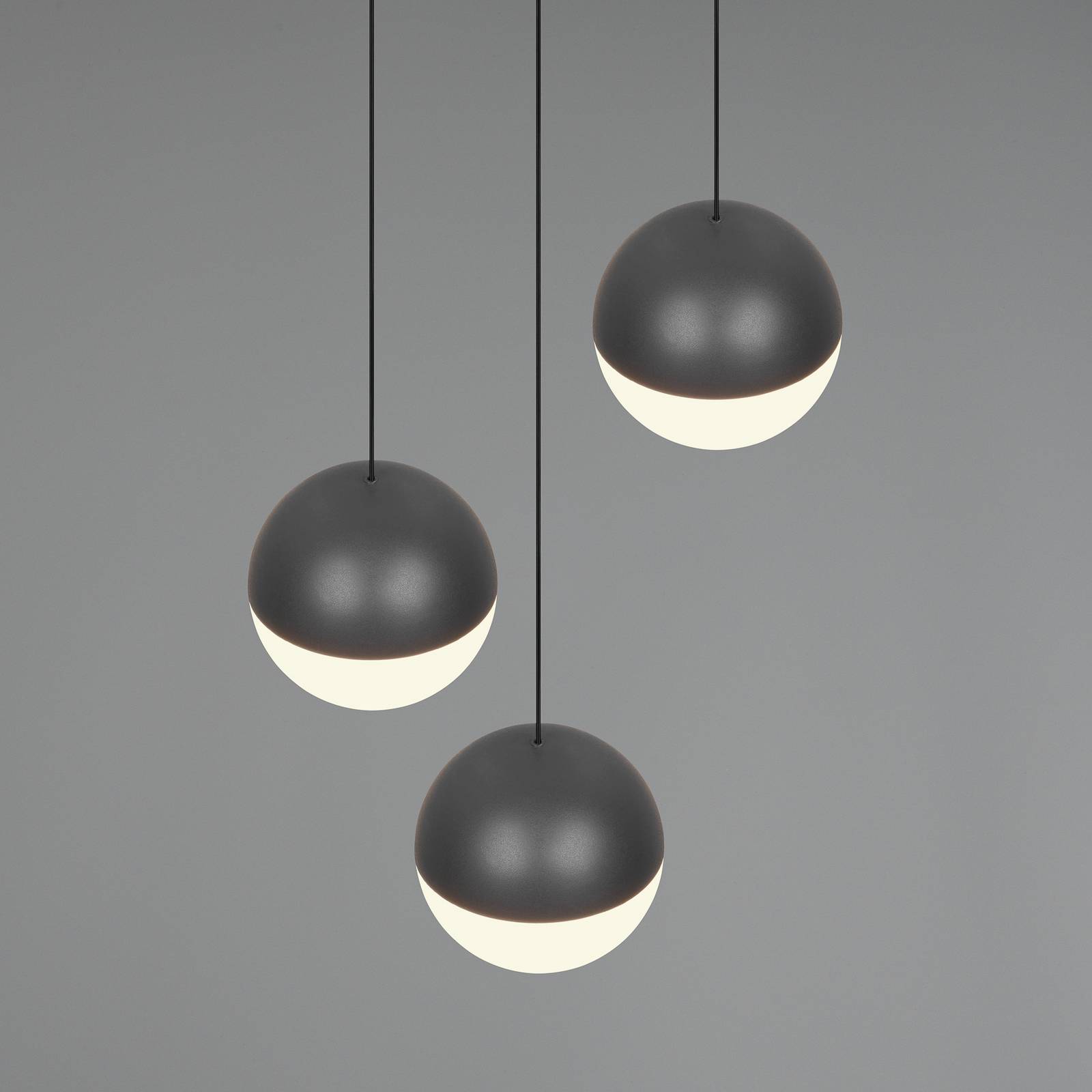  Reality Leuchten Led-hängeleuchte Senta, Anthrazit, ø 25 Cm, 3.000 K 3-flg. 