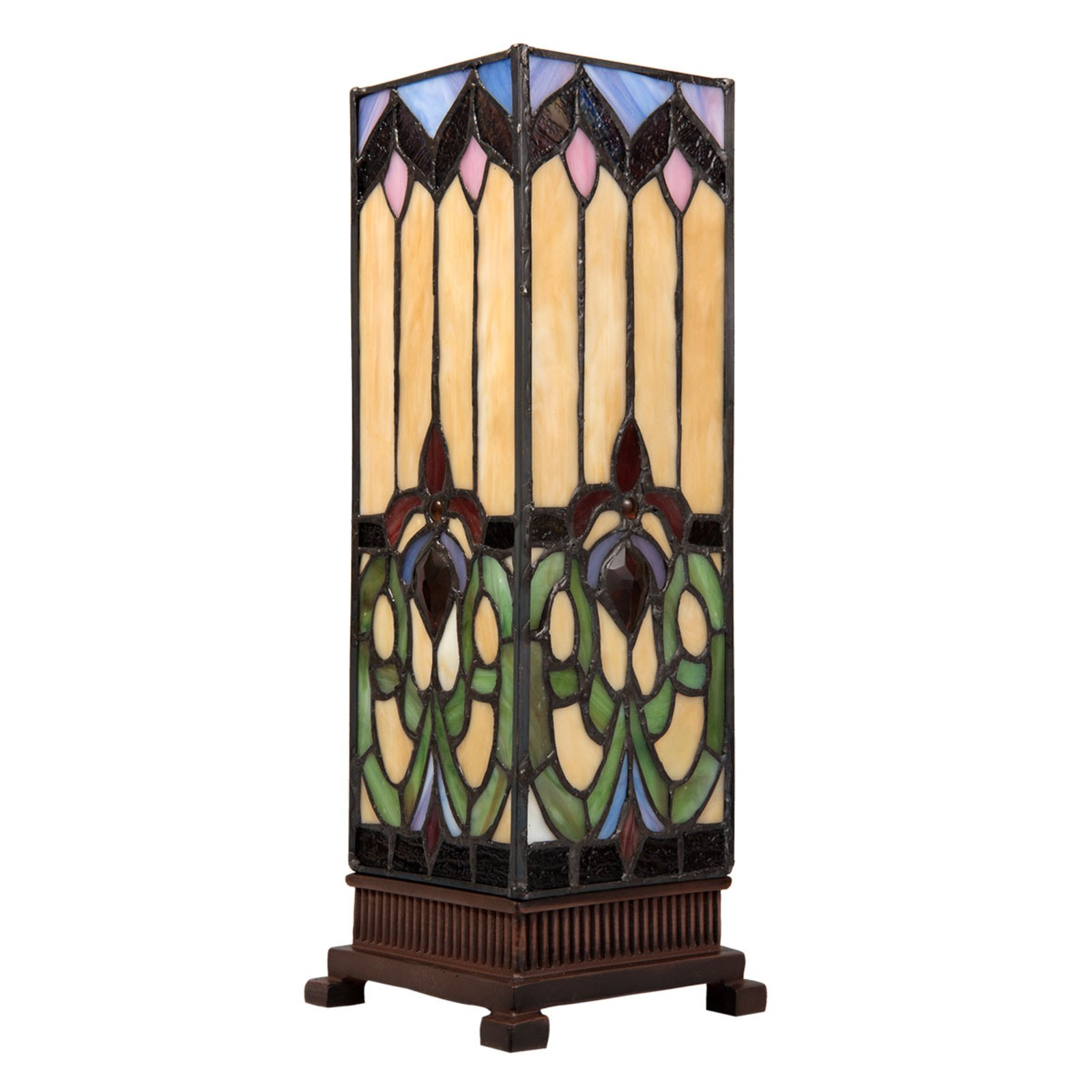 Galda lampa 5906 ar krāsaina stikla abažūru