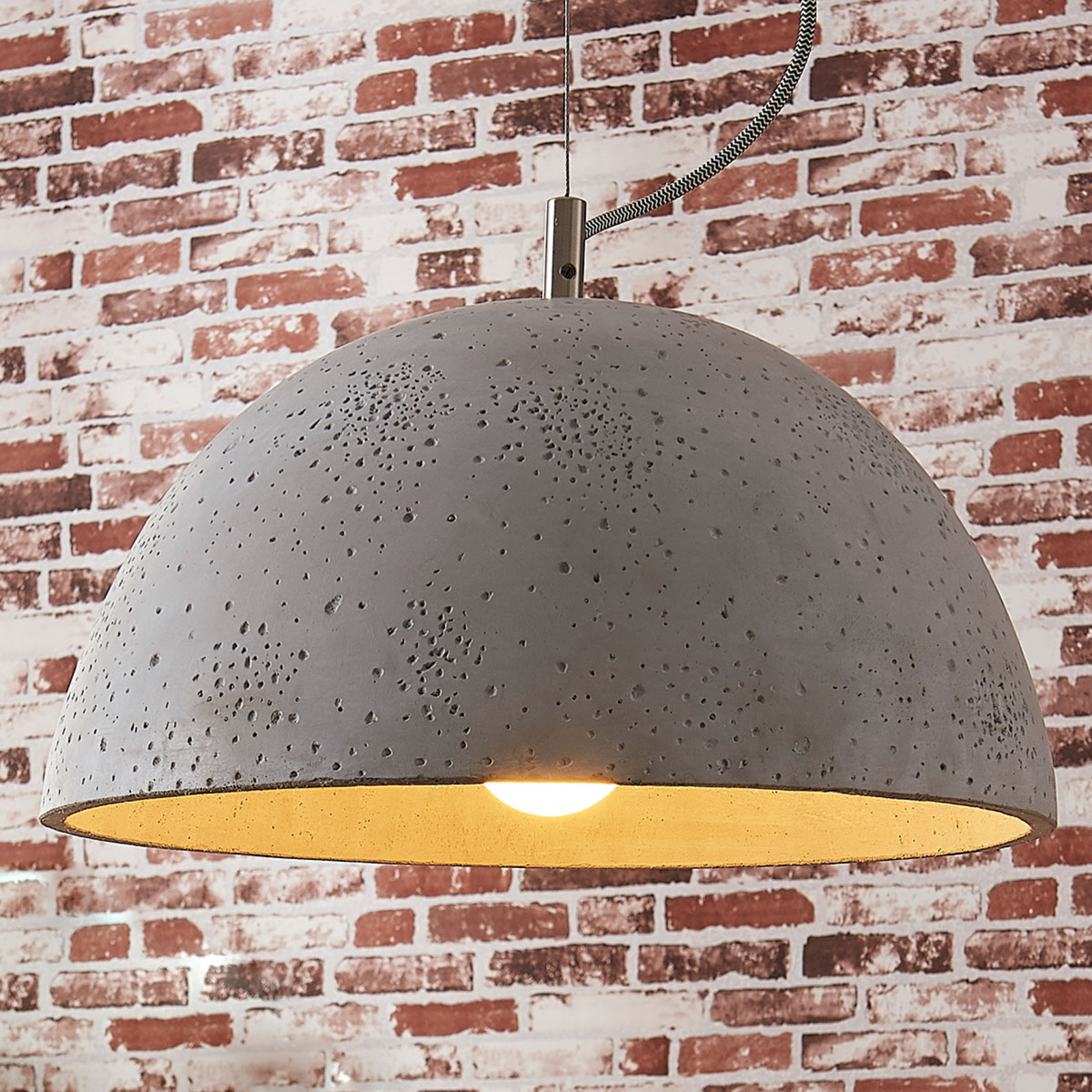 Lindby Jelin - pendant lamp with concrete lampshade, for Living / Dining Room, concrete, metal, E27, 60 W, energy efficiency: A++, H: 22 cm