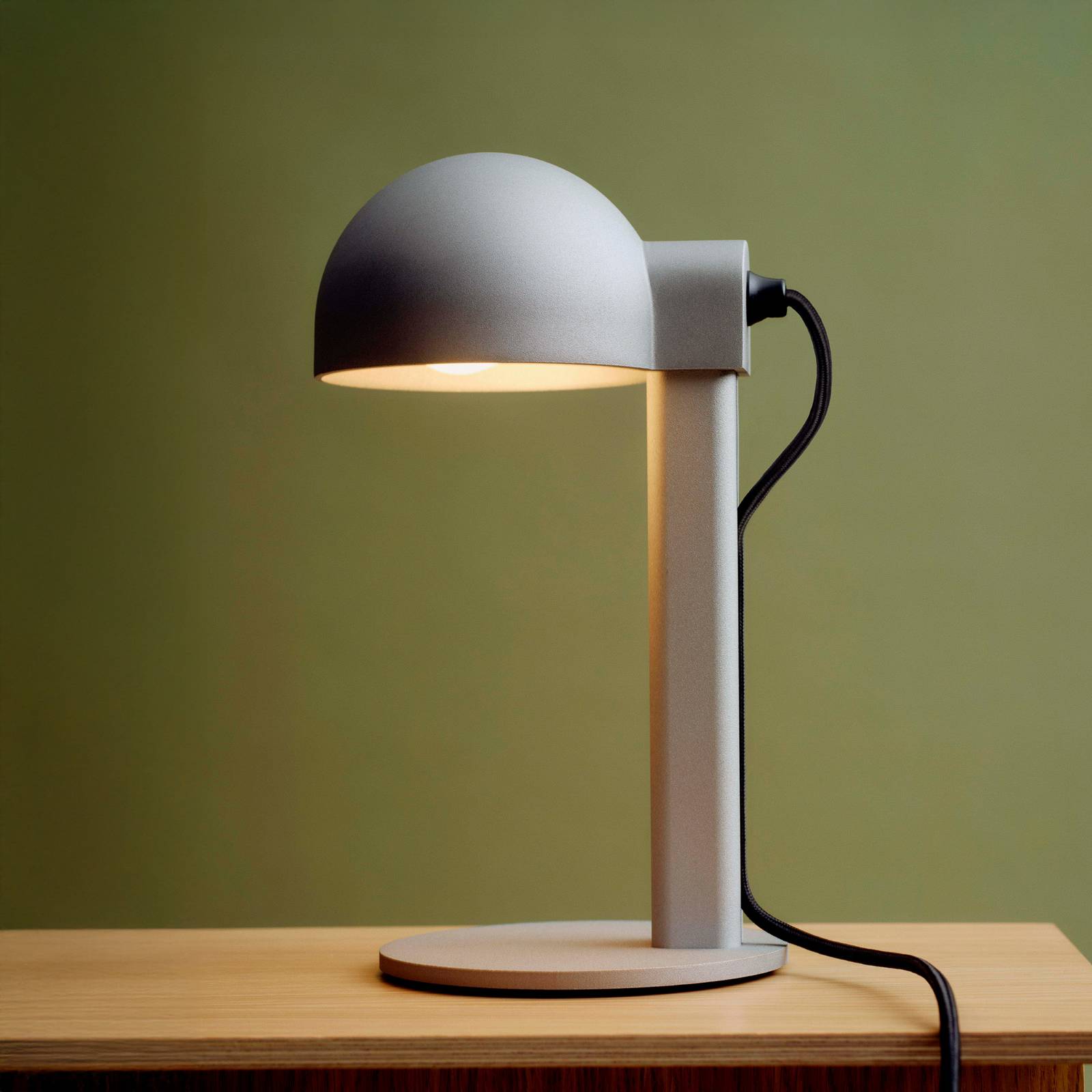 Lampa stołowa Hay Posto, srebrno-szara, wysokość 28 cm, E14, aluminium
