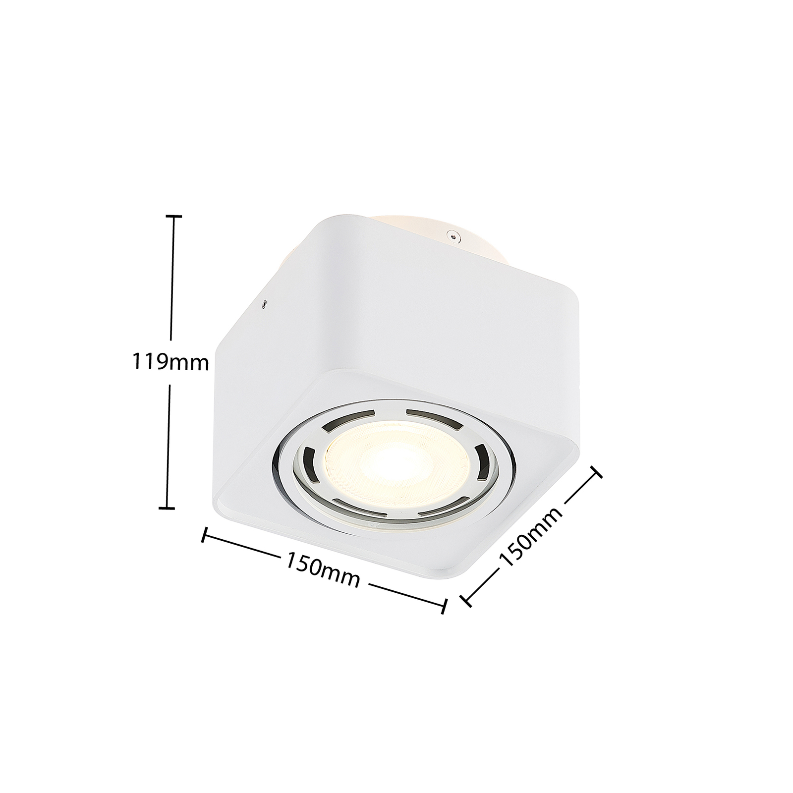 Arcchio loftslampe Talima, kantet, hvid, aluminium, 15 x 15 cm