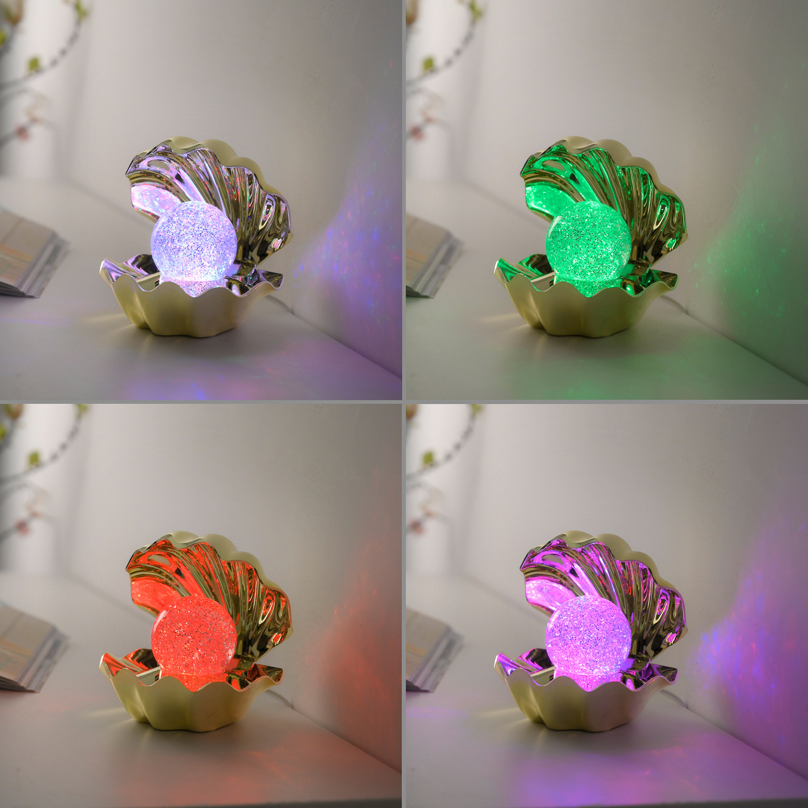 LED-laualamp Arielle, kuldne, patareitoitega või USB-C-ga, RGB LED-laualamp Arielle, kuldne, patareitoitega või USB-C-ga, RGB