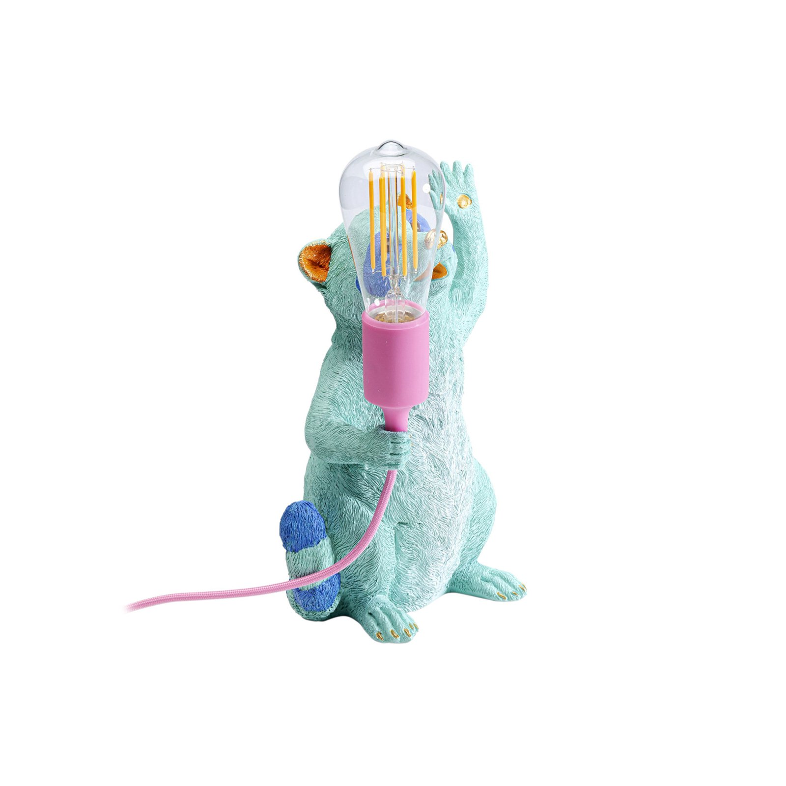 KARE Lampe à poser Racoon, multicolore, résine synthétique, hauteur 31 cm