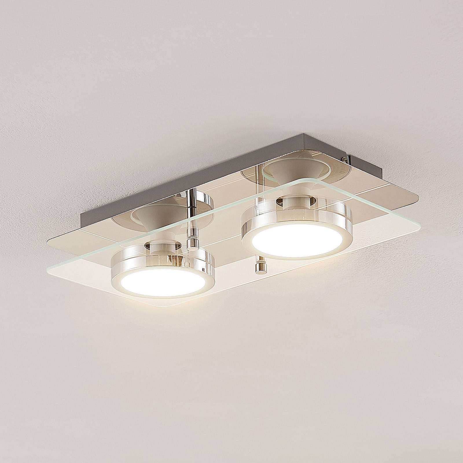 Lindby taklampa Gabryl 2-ljus glas metall