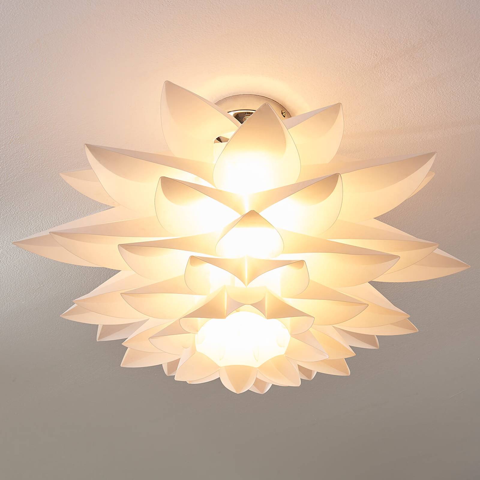 Lampa sufitowa Lindby Rimon, biała, tworzywo sztuczne, Ø 50 cm, E27