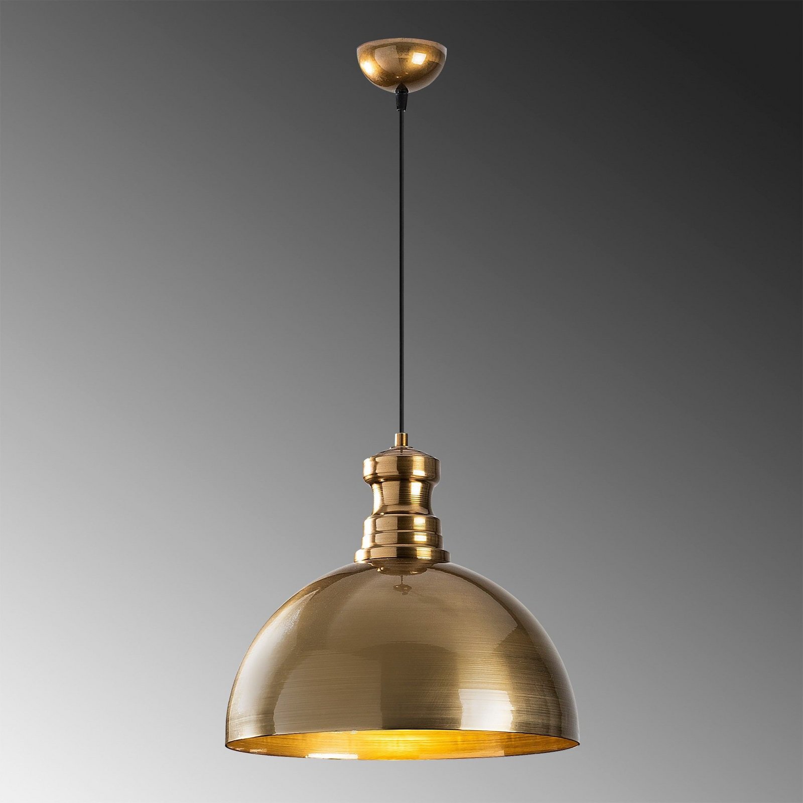 Berceste pendant light, gold-coloured, metal, Ø 40 cm, E27