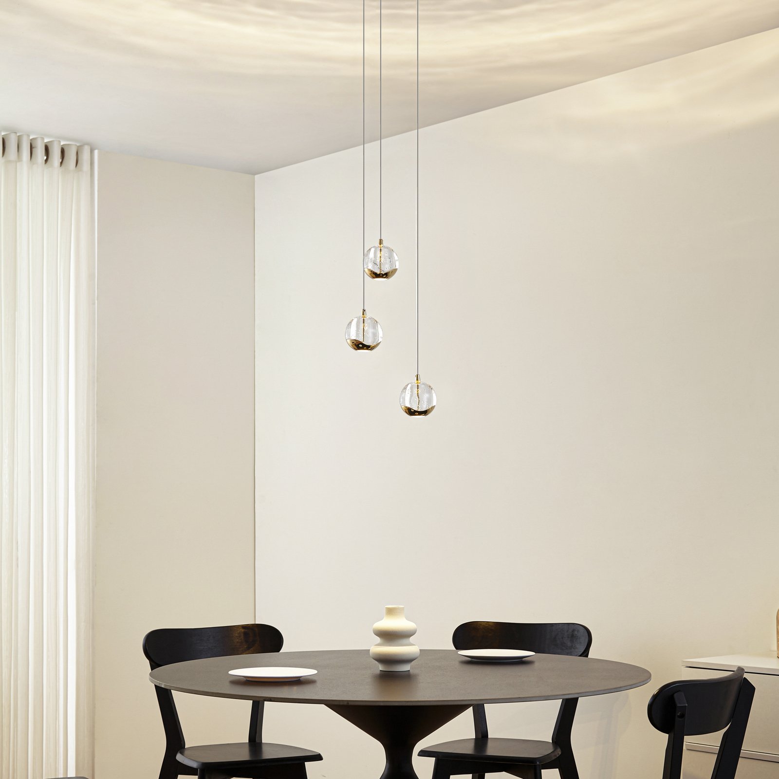 Lucande lámpara colgante LED Hayley, Ø 25 cm, 3 luces, dorado, cristal