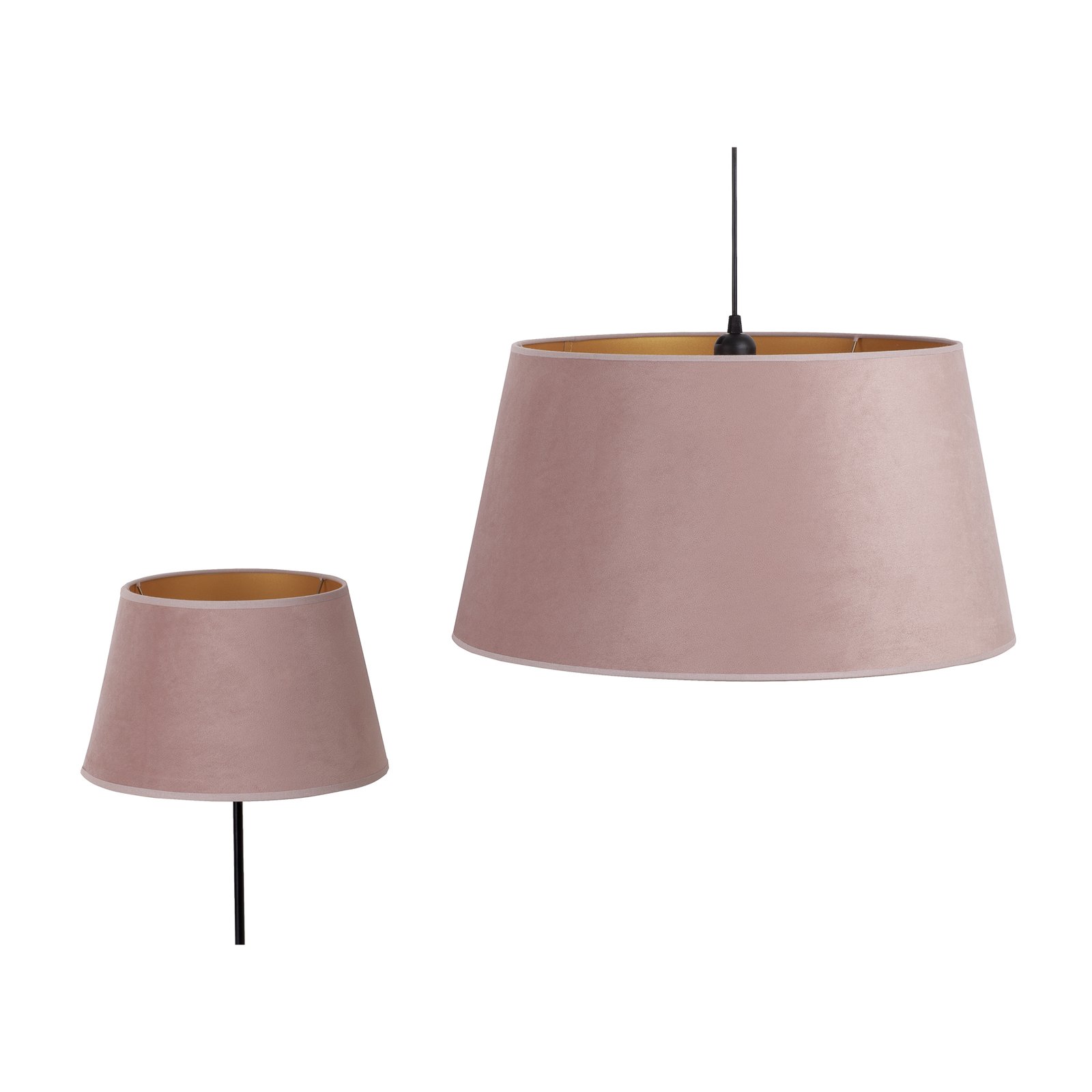 Cone lampshade height 25.5 cm, pink/gold