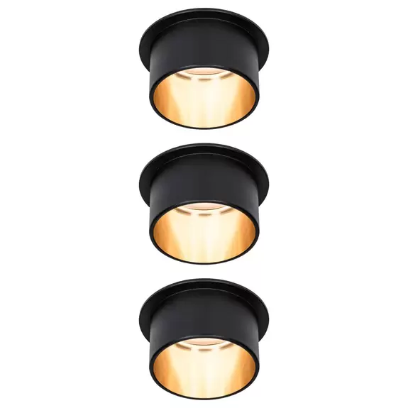 Lampenwelt Paulmann Gil LED-Einbau schwarz matt/gold 3er-Set