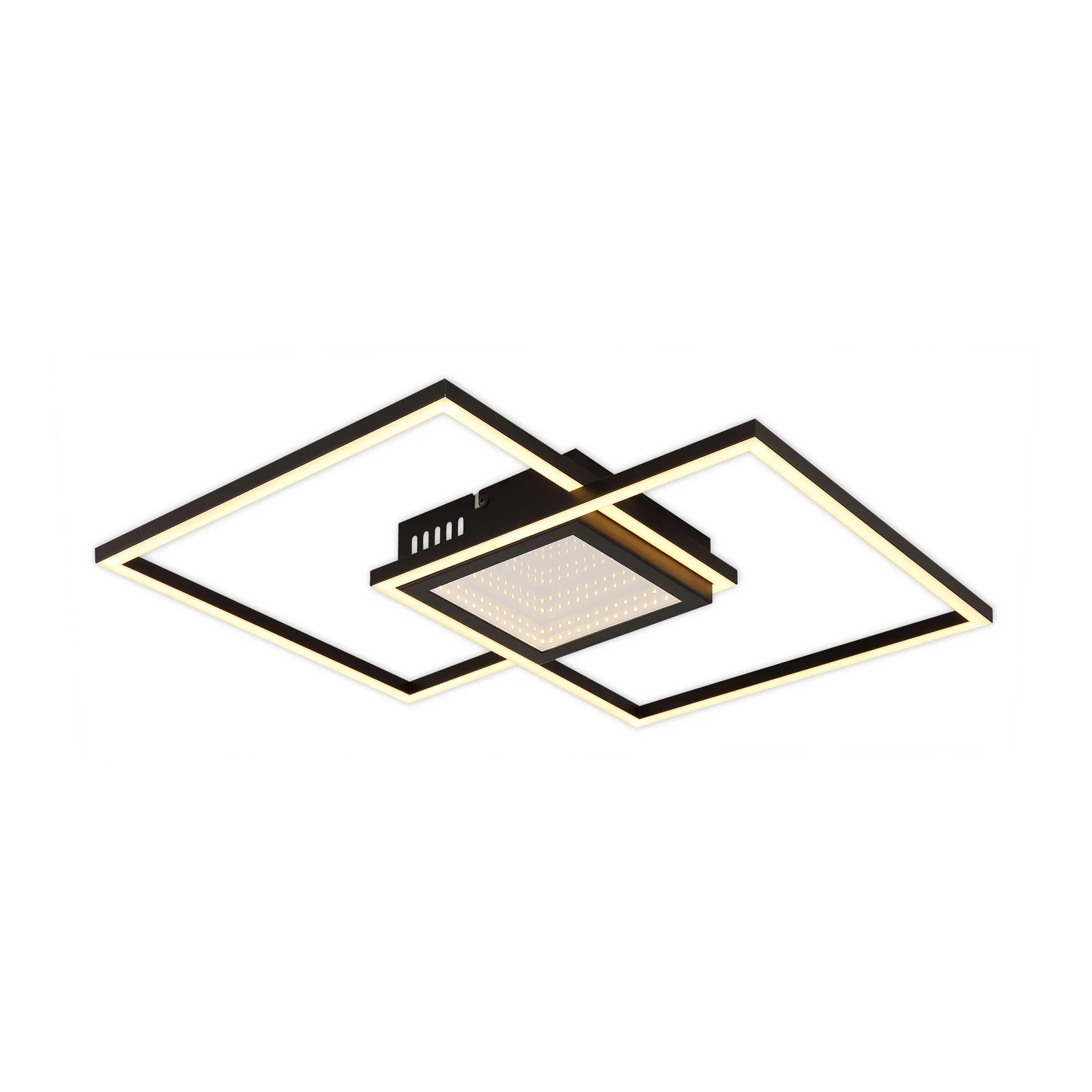 Plafonnier LED Saunders, longueur 43 cm, noir, effet 3D