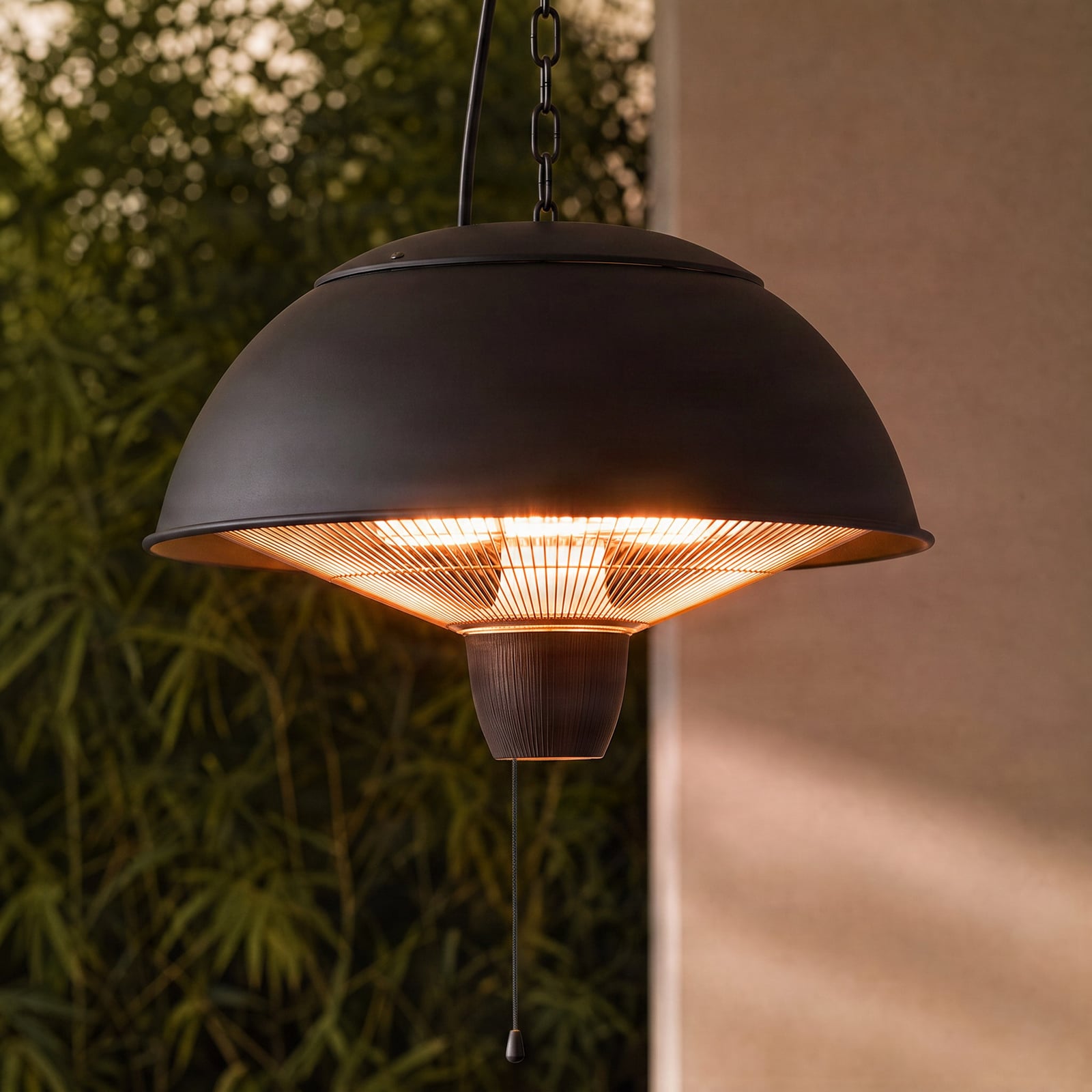 Radiateur rayonnant suspendu Theriona, noir, Ø 42 cm, IP24 - Lucande