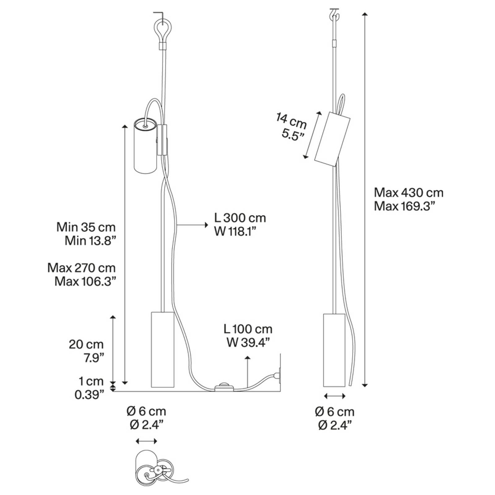 Cima Taklampa/Golvlampa Matt Black/Silver - Lodes