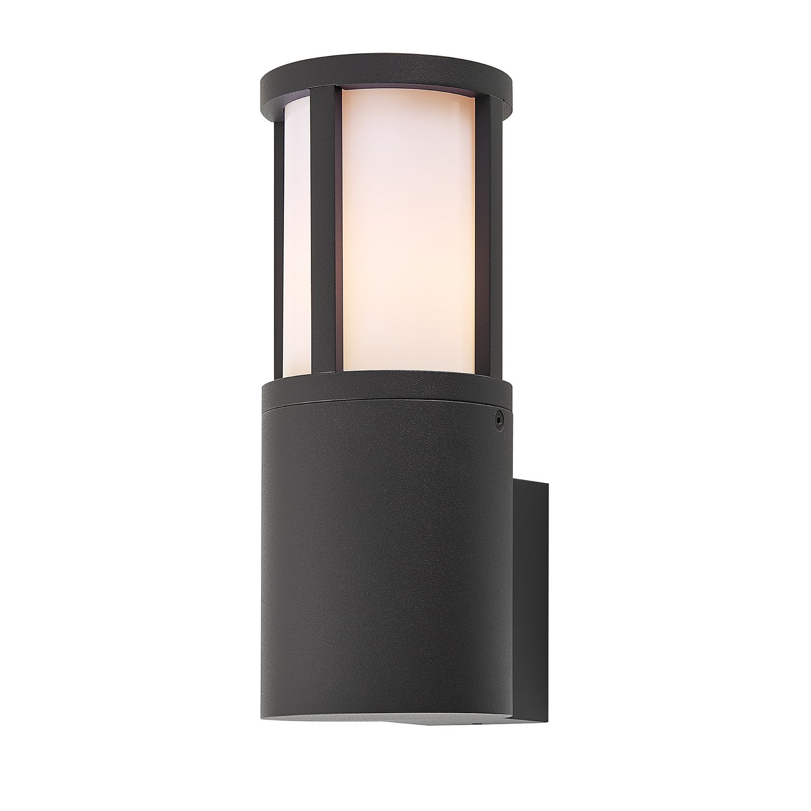 Facado II utomhusvägglampa, grå/opal, Ø 11 cm, IP65, metall