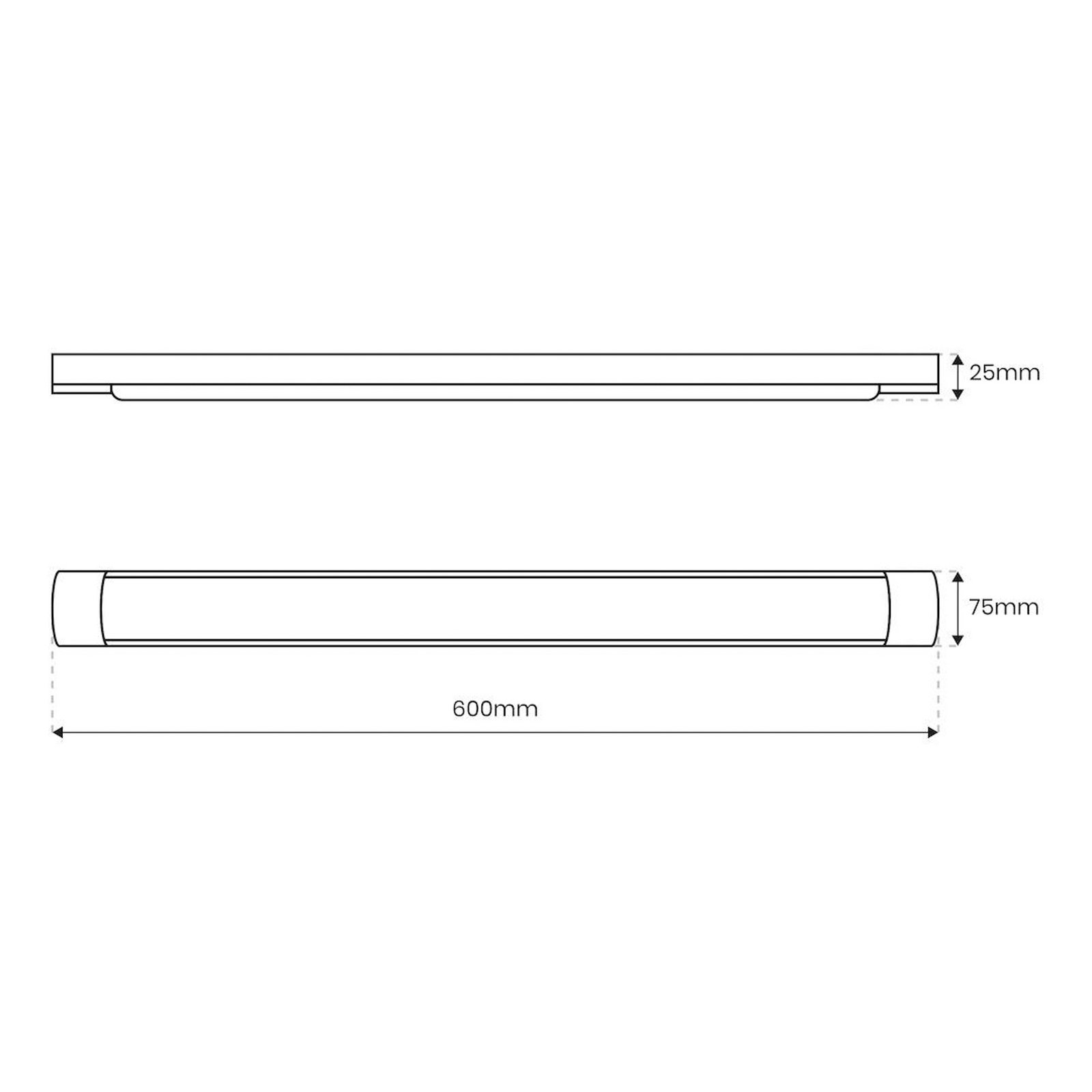 LED-Deckenleuchte Batten, Länge 60 cm, Alu, schwarz, 4.000 K