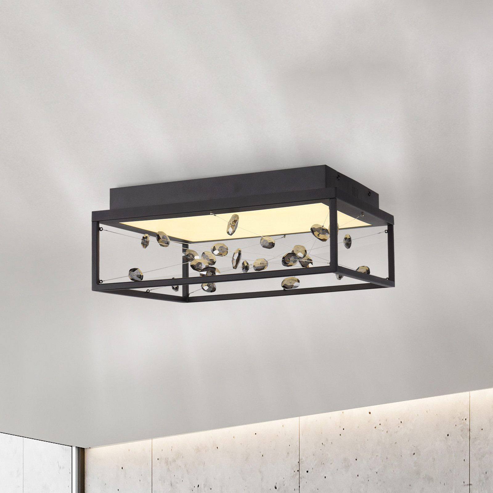 Paul Neuhaus Plafonieră LED SKINA negru 40 cm CCT cu telecomandă pentru reglarea - Camera de zi / sufragerie - Modern - Metal