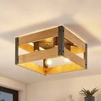 Lindby Gudula plafondlamp van hout en ijzer