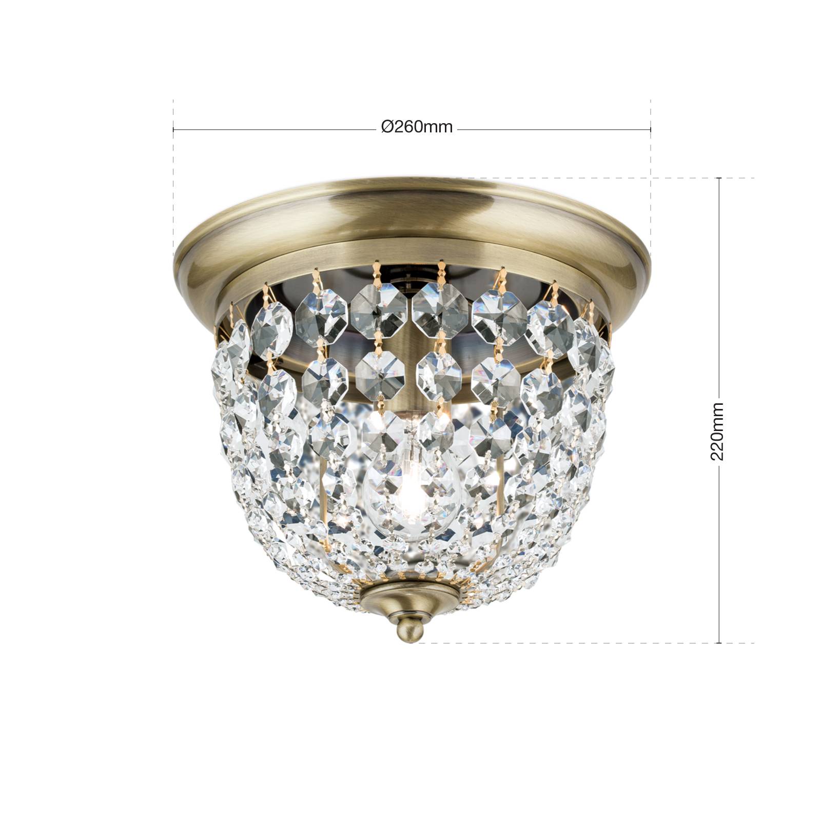 Lampa sufitowa Plafond, patyna/przezroczysty, Ø 26 cm