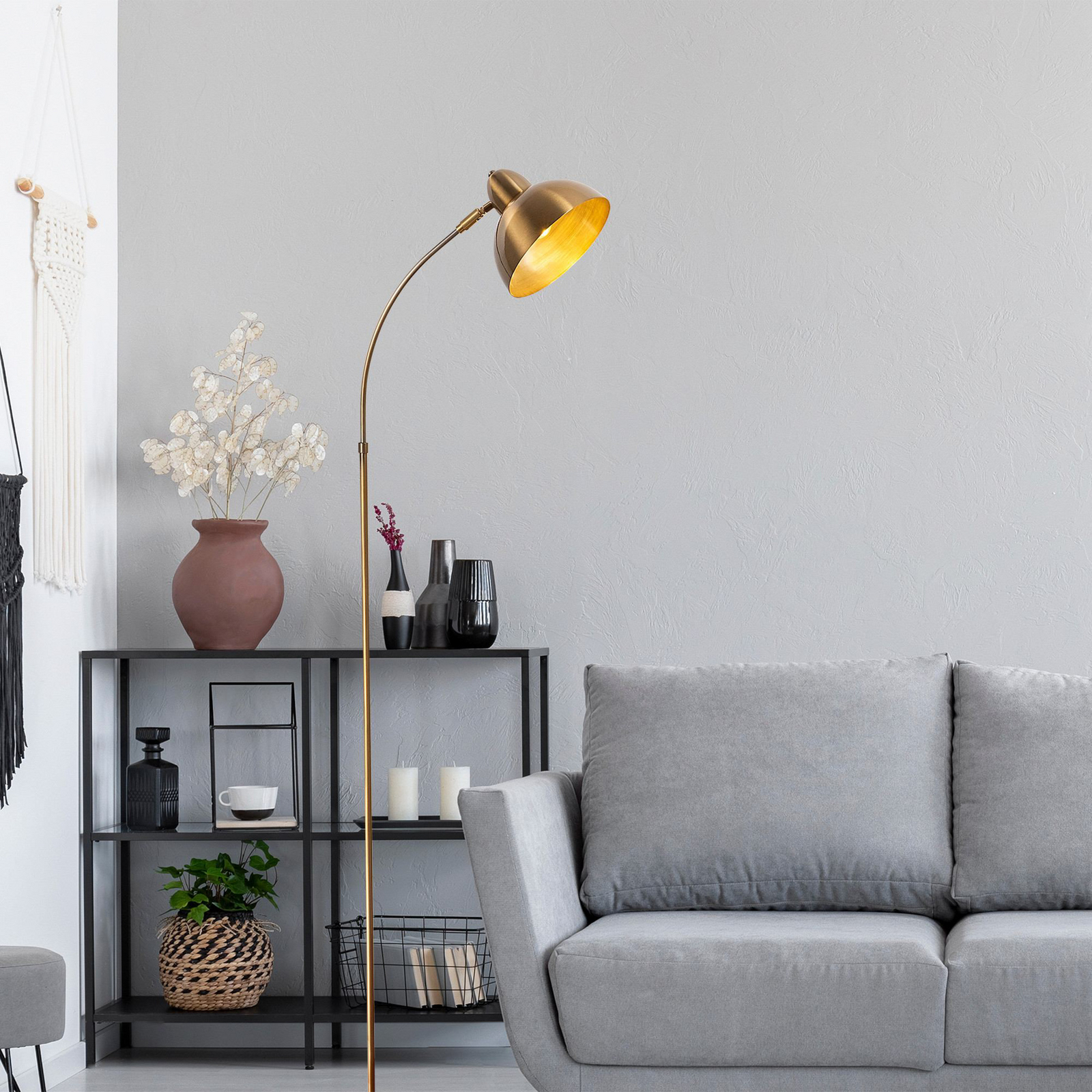 Varzan floor lamp, gold, metal, height 162 cm, E27