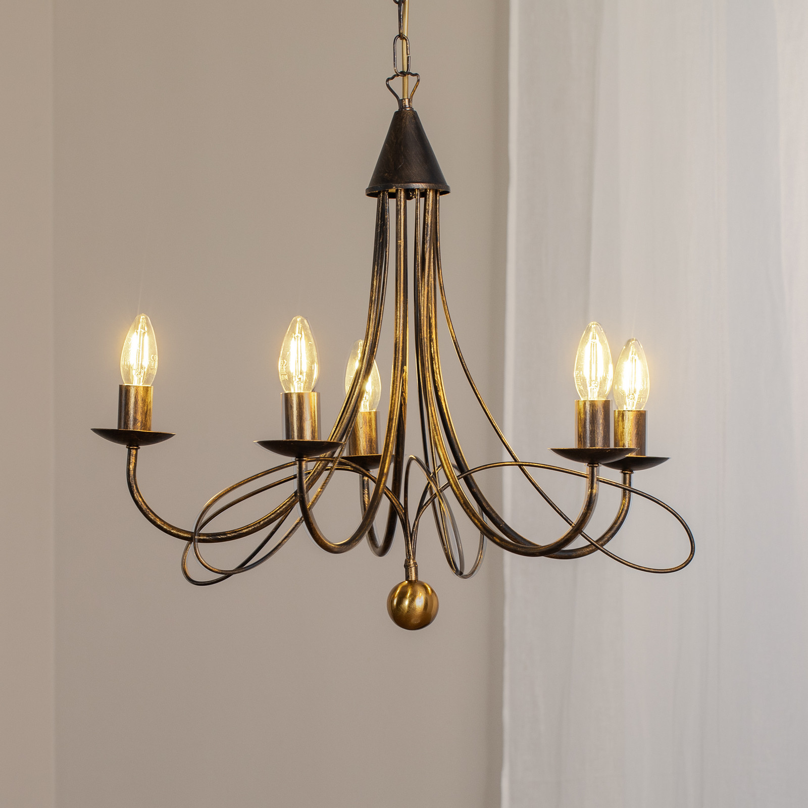 ONLI Candelabru Milvia 5 becuri culoare bronz metal - Camera de zi / sufragerie