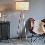 LeuchtNatur Ligno Stehlampe, Holz/Gummibaumblätter