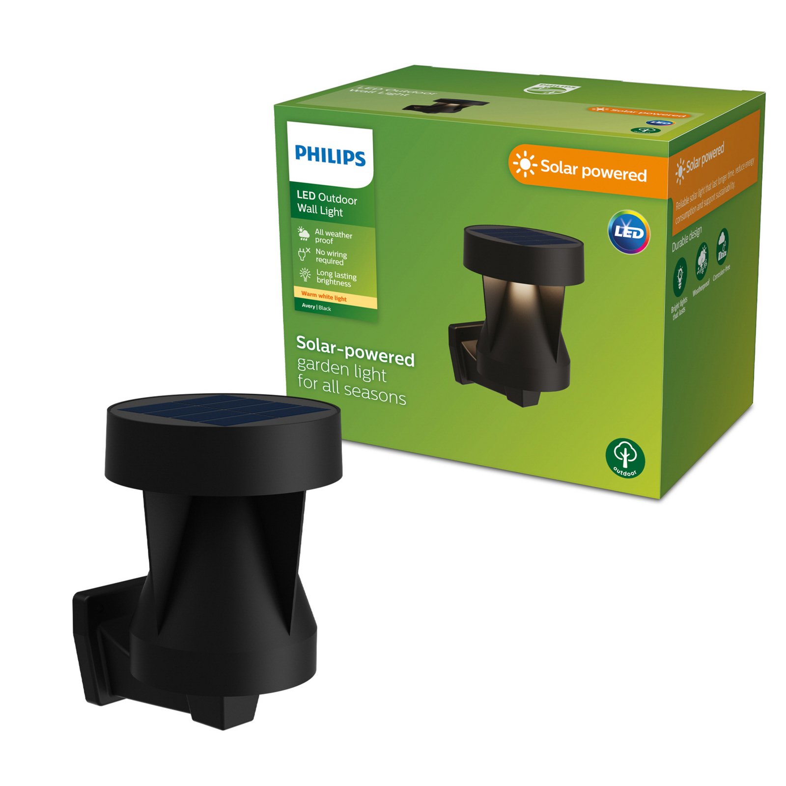 Philips LED-ulkoseinävalaisin Avery, musta, IP44