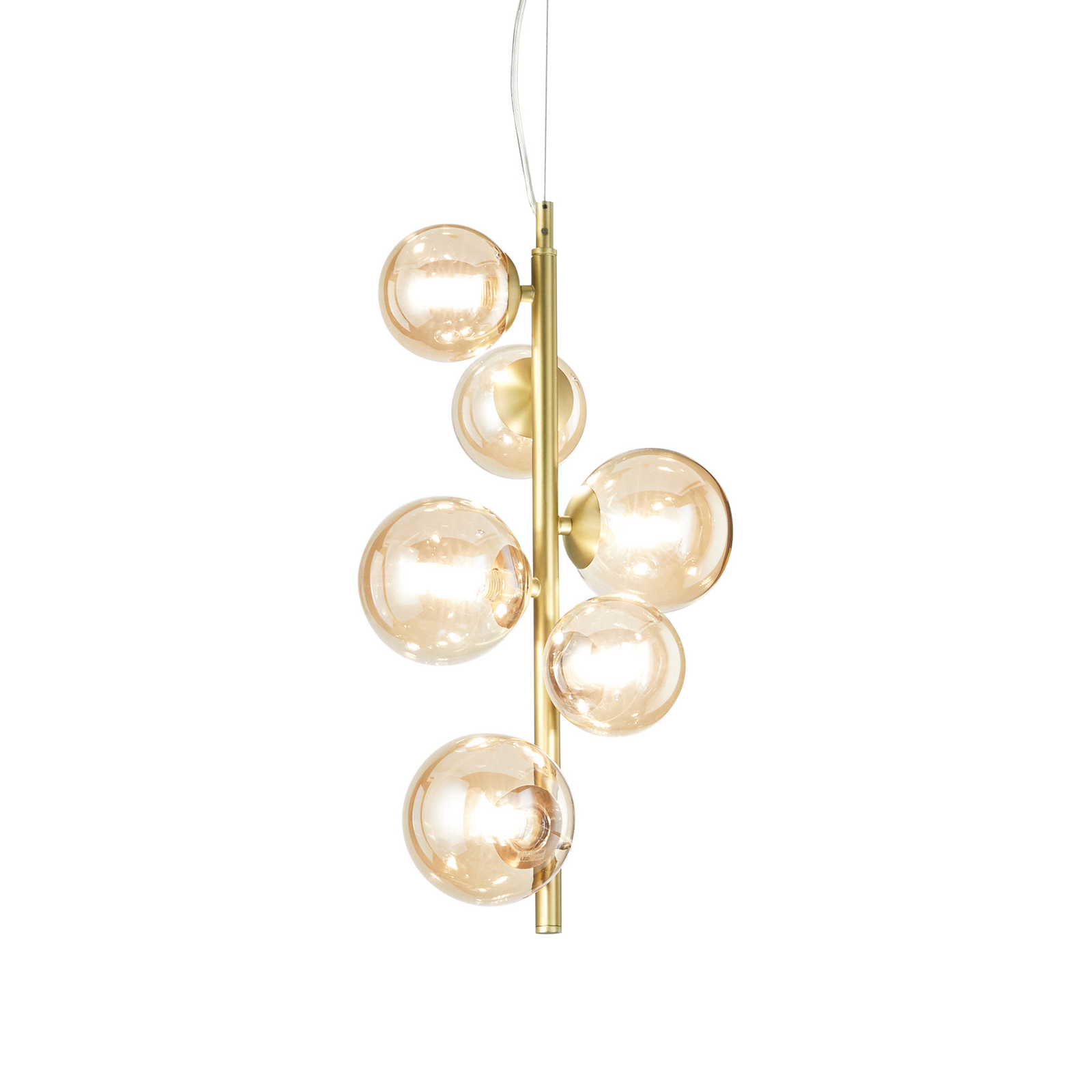 IDEAL LUX pakabinamas šviestuvas „Perlage“, žalvario ir gintaro spalvos,