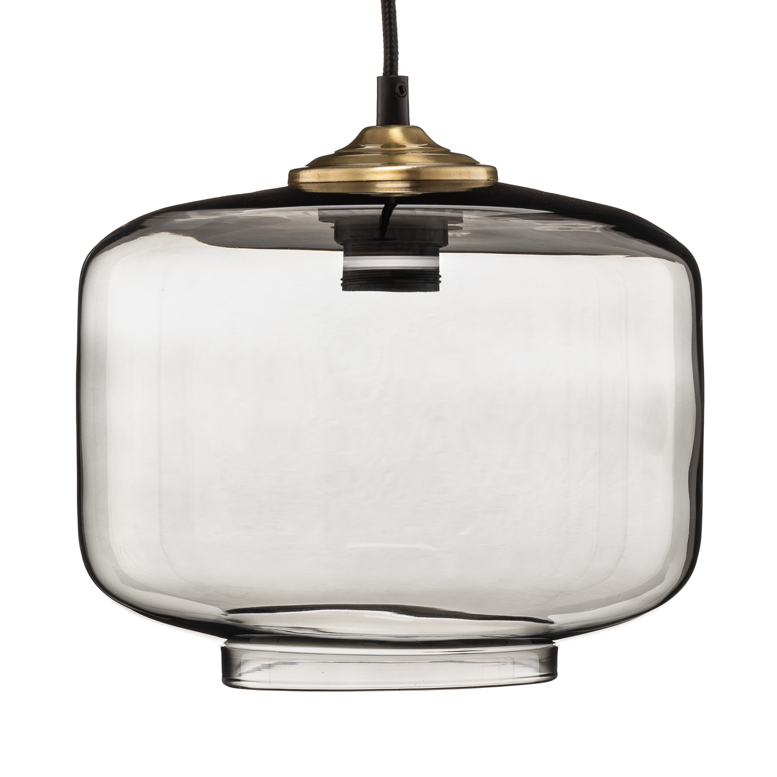 Tube pendant light with smoky grey glass shade Ø 25cm