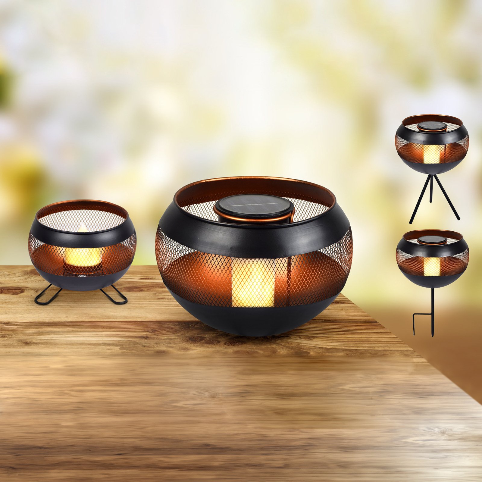 Solar decorative light in a fire bowl design, IP44