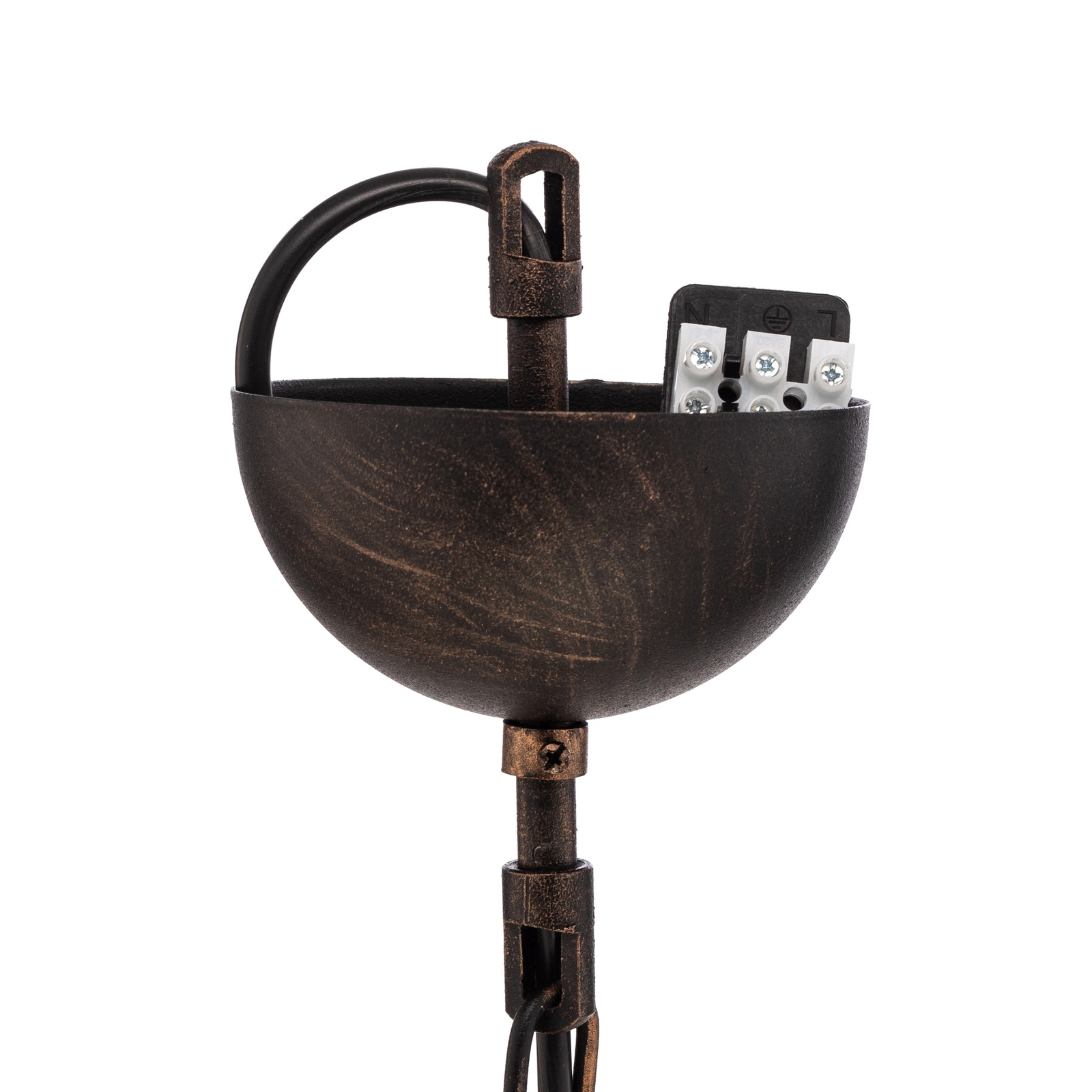 Hanglamp AV-5063-1BSY glazen kap, koper/zwart