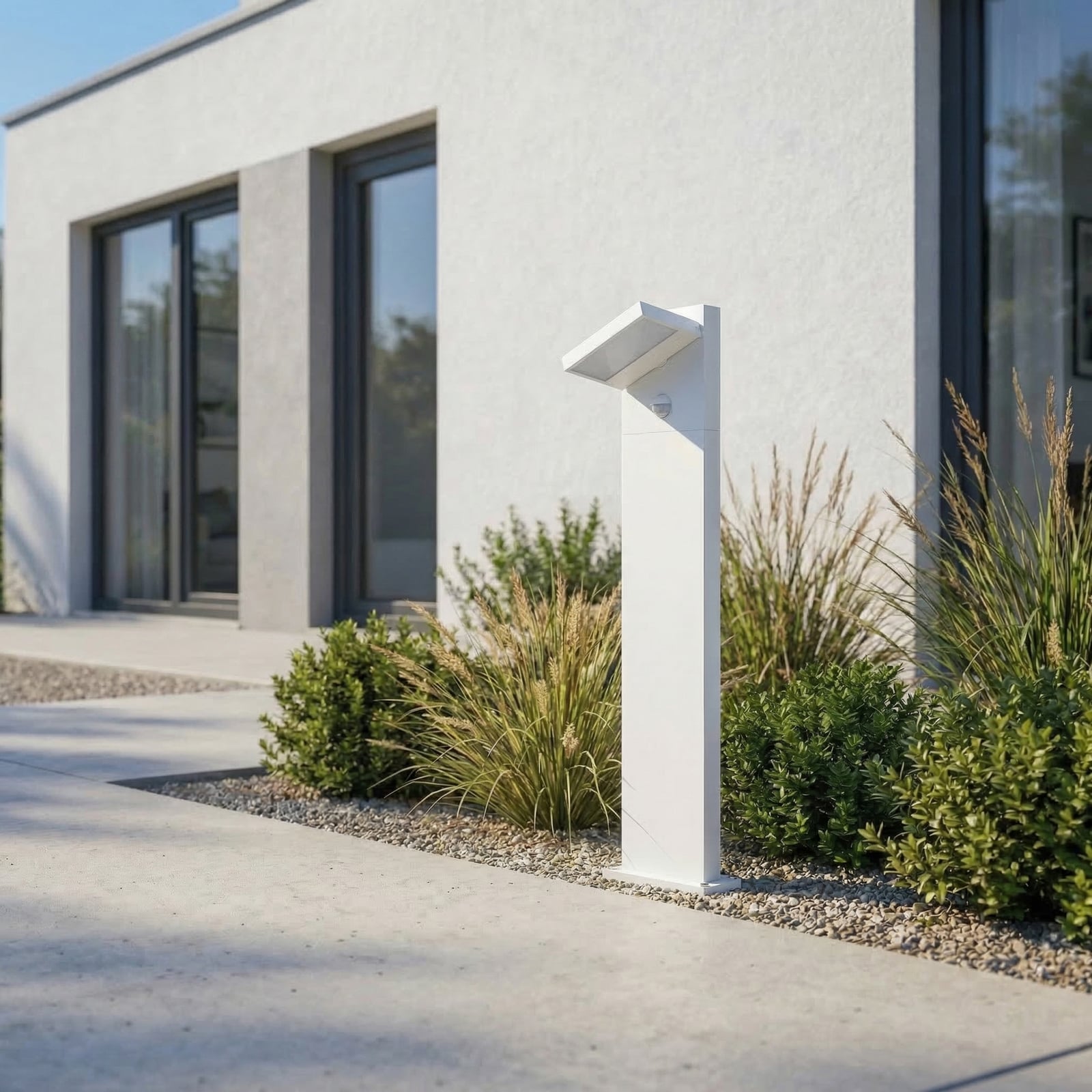 Silvan LED-Wegeleuchte, Sensor, IP54, weiß, 100 cm, Aluminium - Lucande