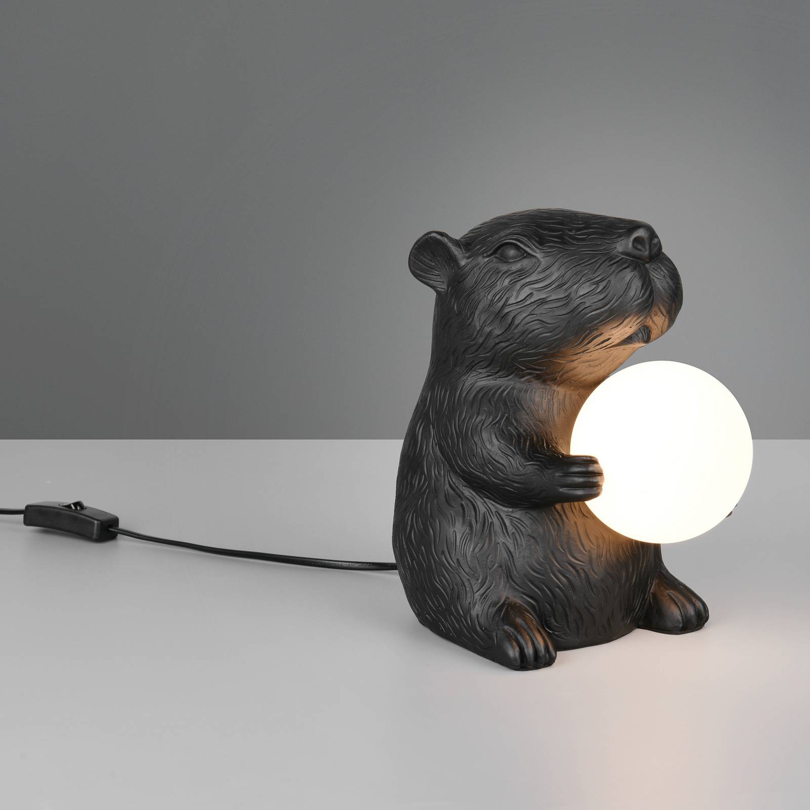 Reality Leuchten Lampe à poser Capi, noir, hauteur 25 cm, résine synthétique, G9