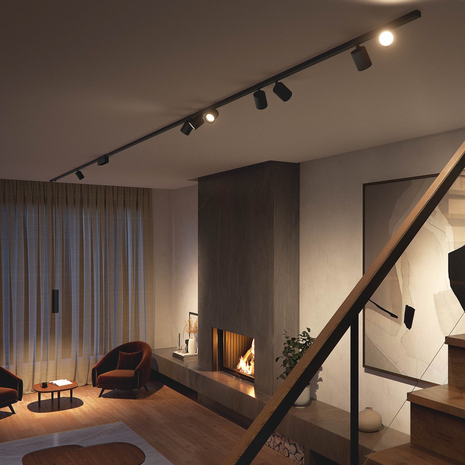 Perifo Schienensystem 4x Spots schwarz - Philips Hue