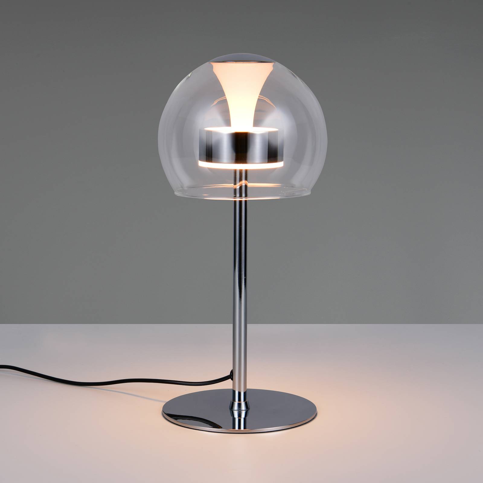 LED-Tischlampe Flynt, Höhe 35 cm, chromfarben, Metall, CCT günstig online kaufen