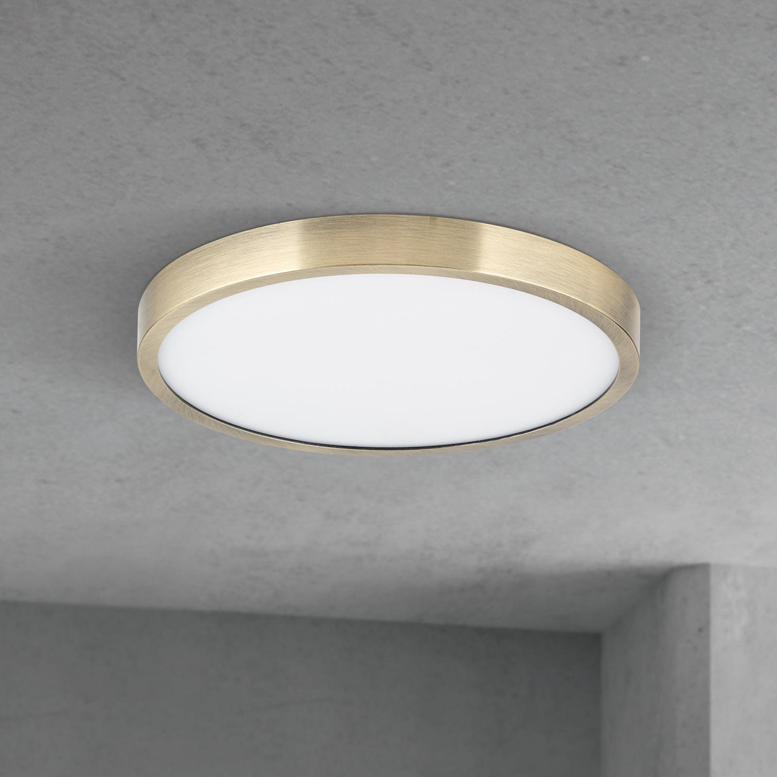 LED ceiling lamp Disc, antique brass colour, Ø 24 cm, CCT