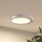 Φωτιστικό οροφής Prios LED Aureka, Ø 23 cm, ασημί, μέταλλο