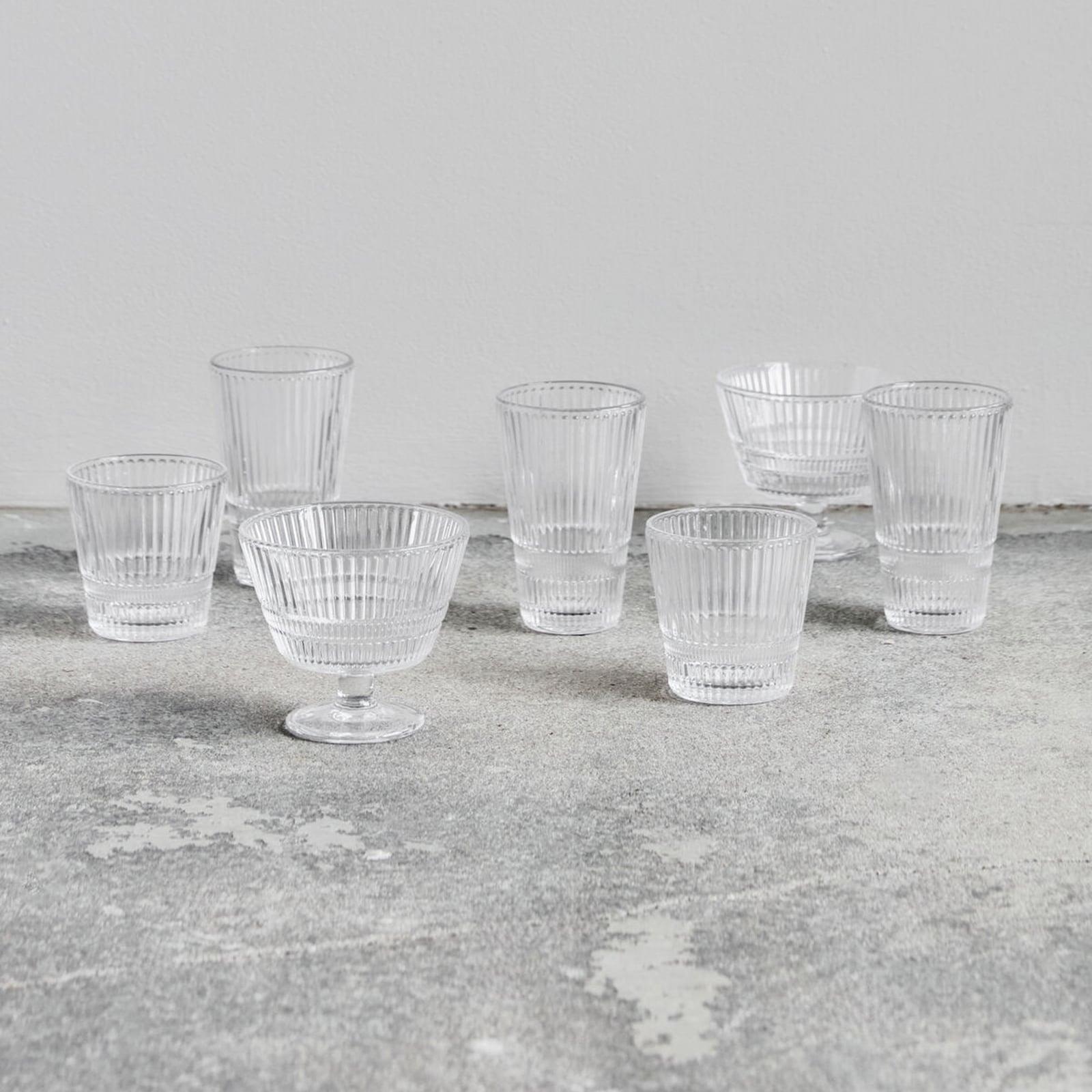 Slots Bol, lot de 4, verre, transparent, rainuré - House Doctor