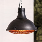 Wiszący promiennik grzewczy Lucande Ormio, czarny, Ø 43 cm, IP44