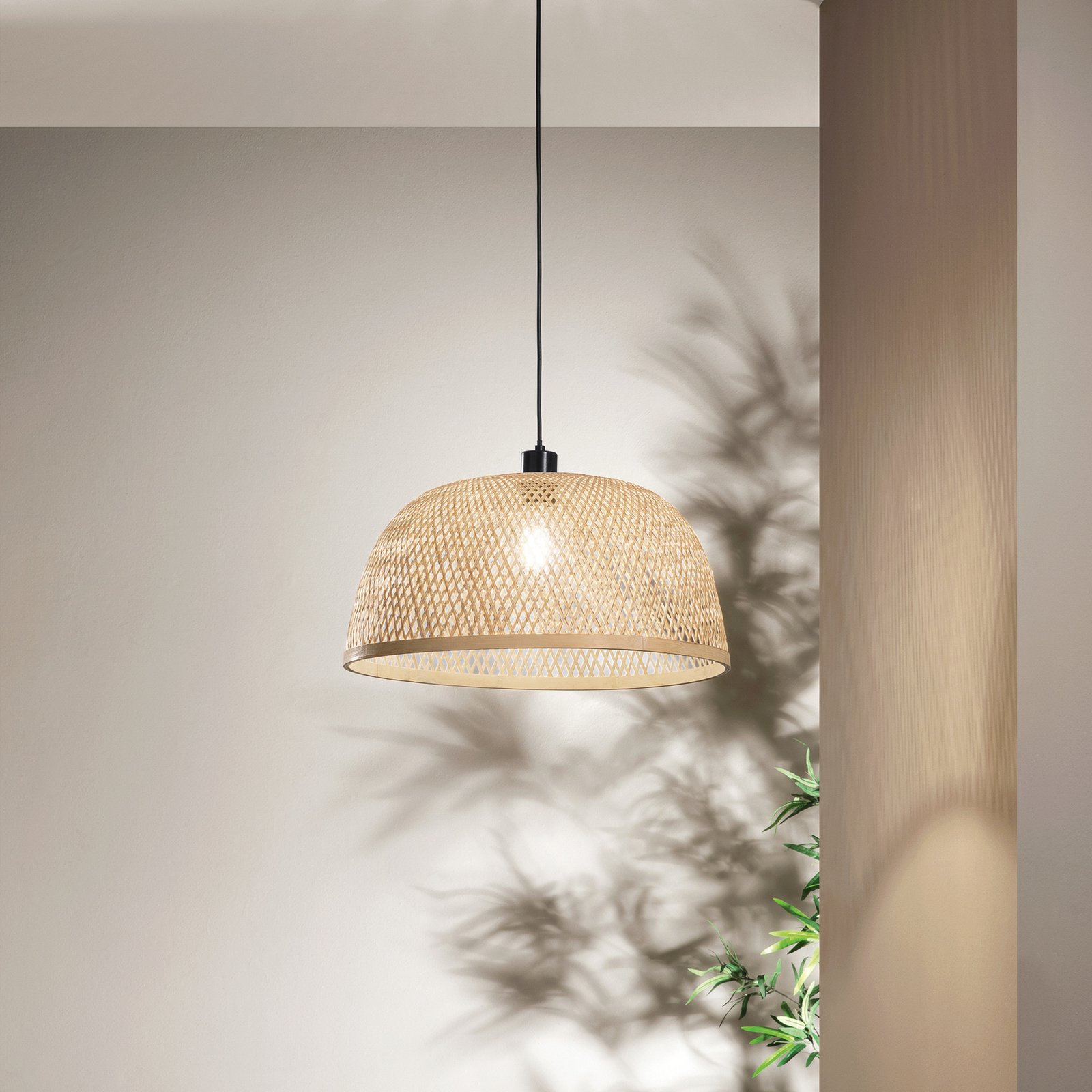 Bamboo függő lámpa, barna, Ø 48 cm, bambusz