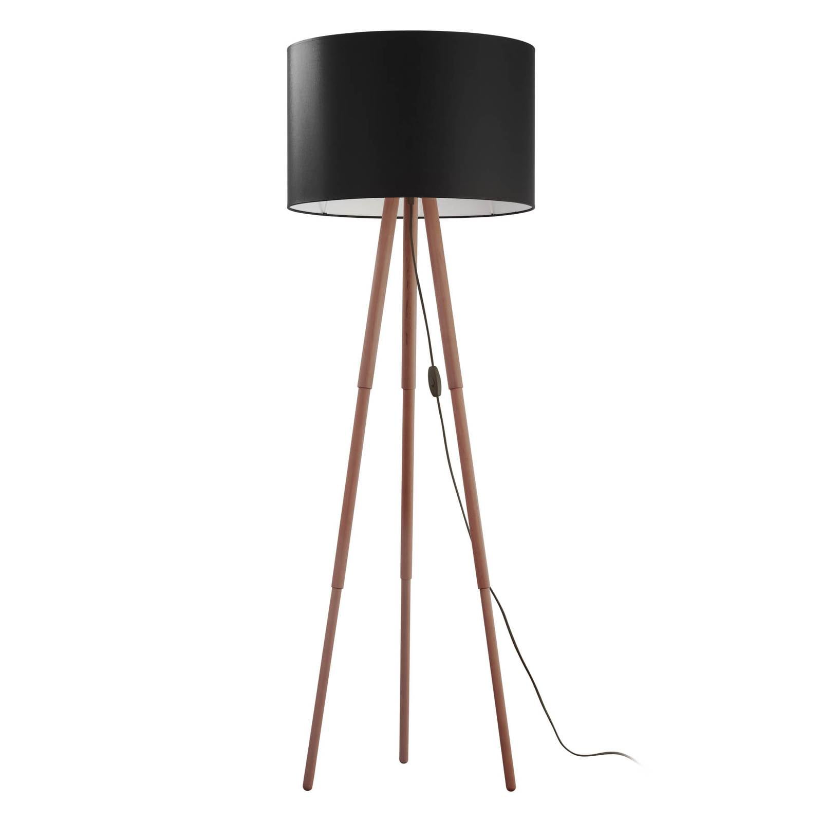 Golvlampa Tokyo, trebent av trä, tall/svart