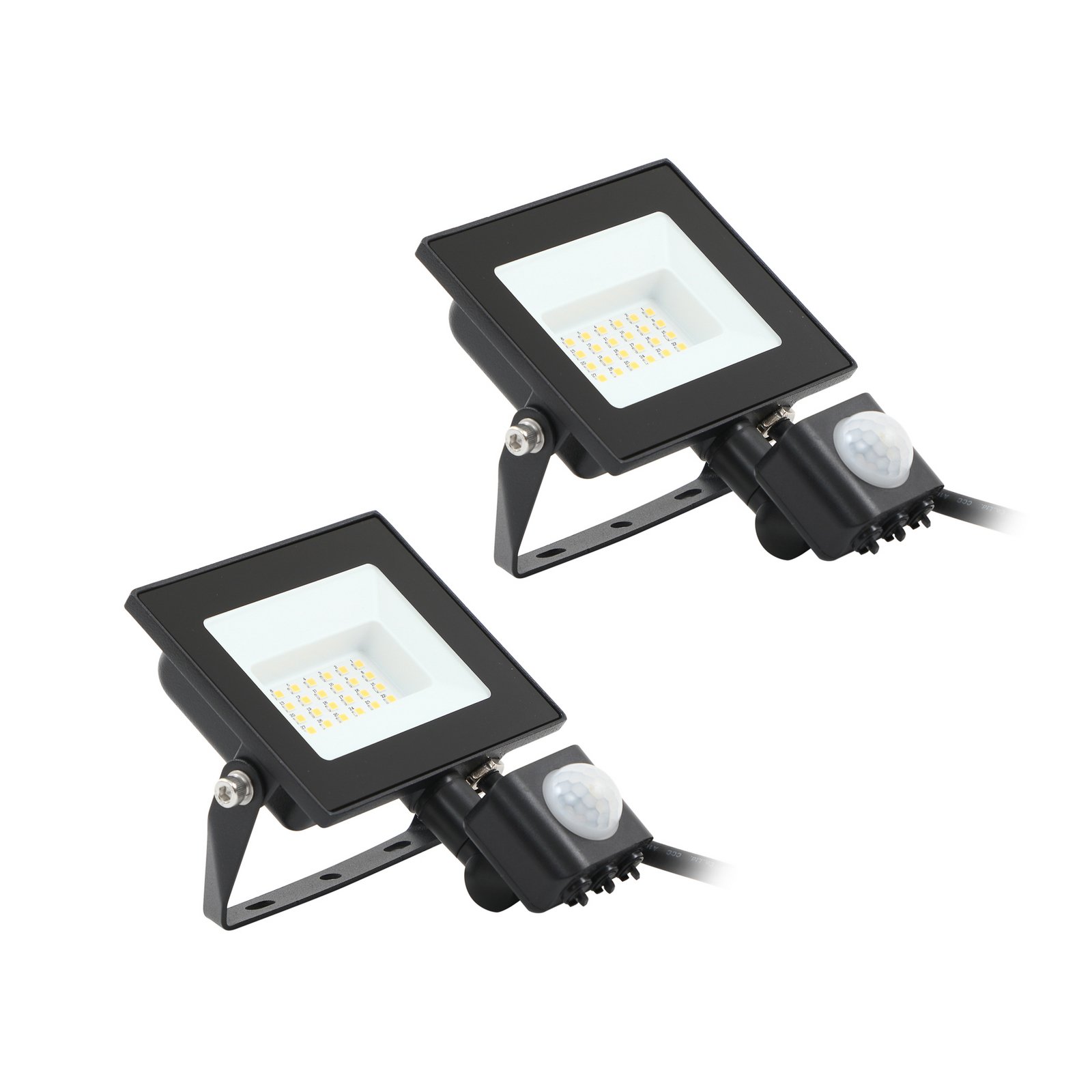 Prios Faretto da esterno a LED Maikel, sensore, 20 W, metallo, set da 2