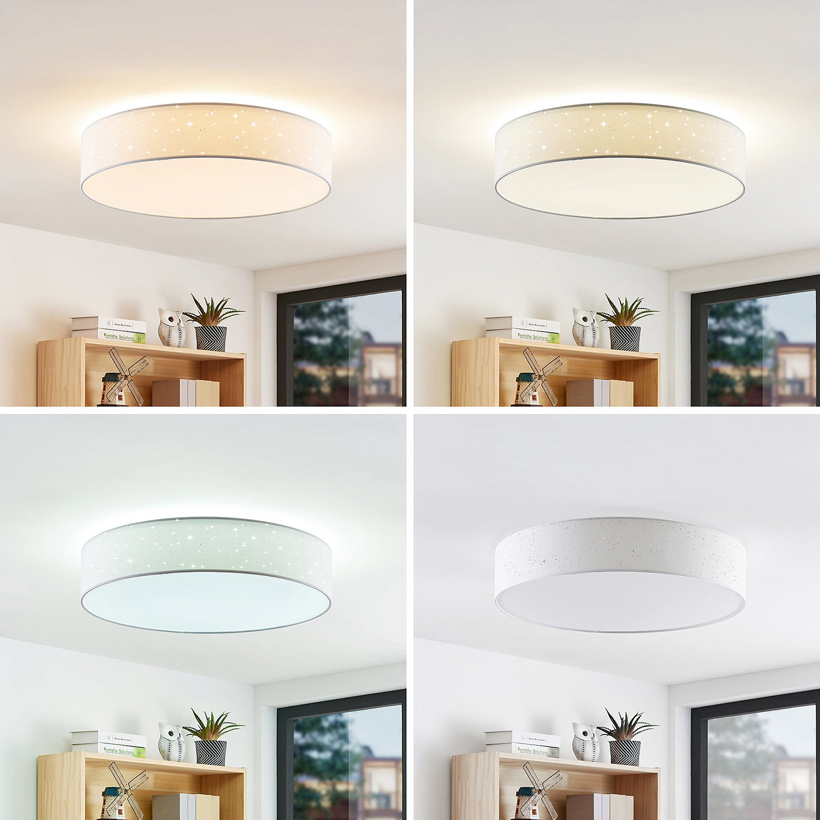 Lindby Ellamina LED plafondlamp, 60 cm, wit
