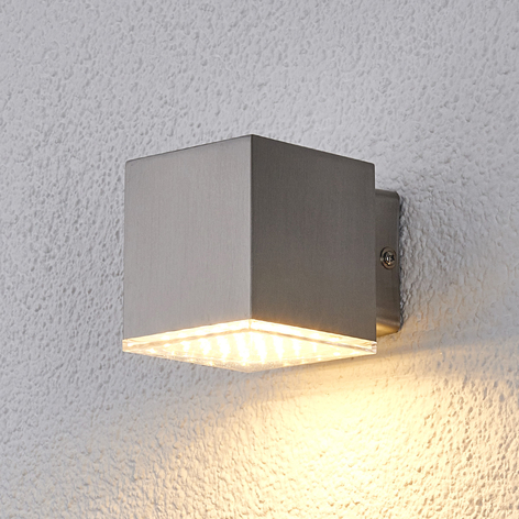 Kompakte LED-Außenwandleuchte Lydia aus Edelstahl